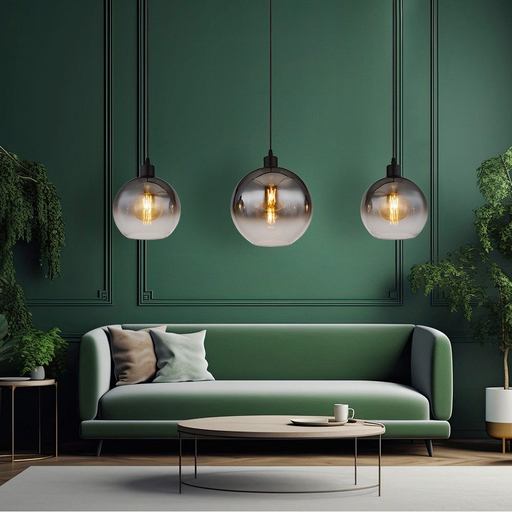 GLOBO LIGHTING Pendelleuchte, Leuchtmittel nicht inklusive, Hängeleuchte Pendelleuchte Deckenlampe Esszimmerlampe Glas Rauchfarbe