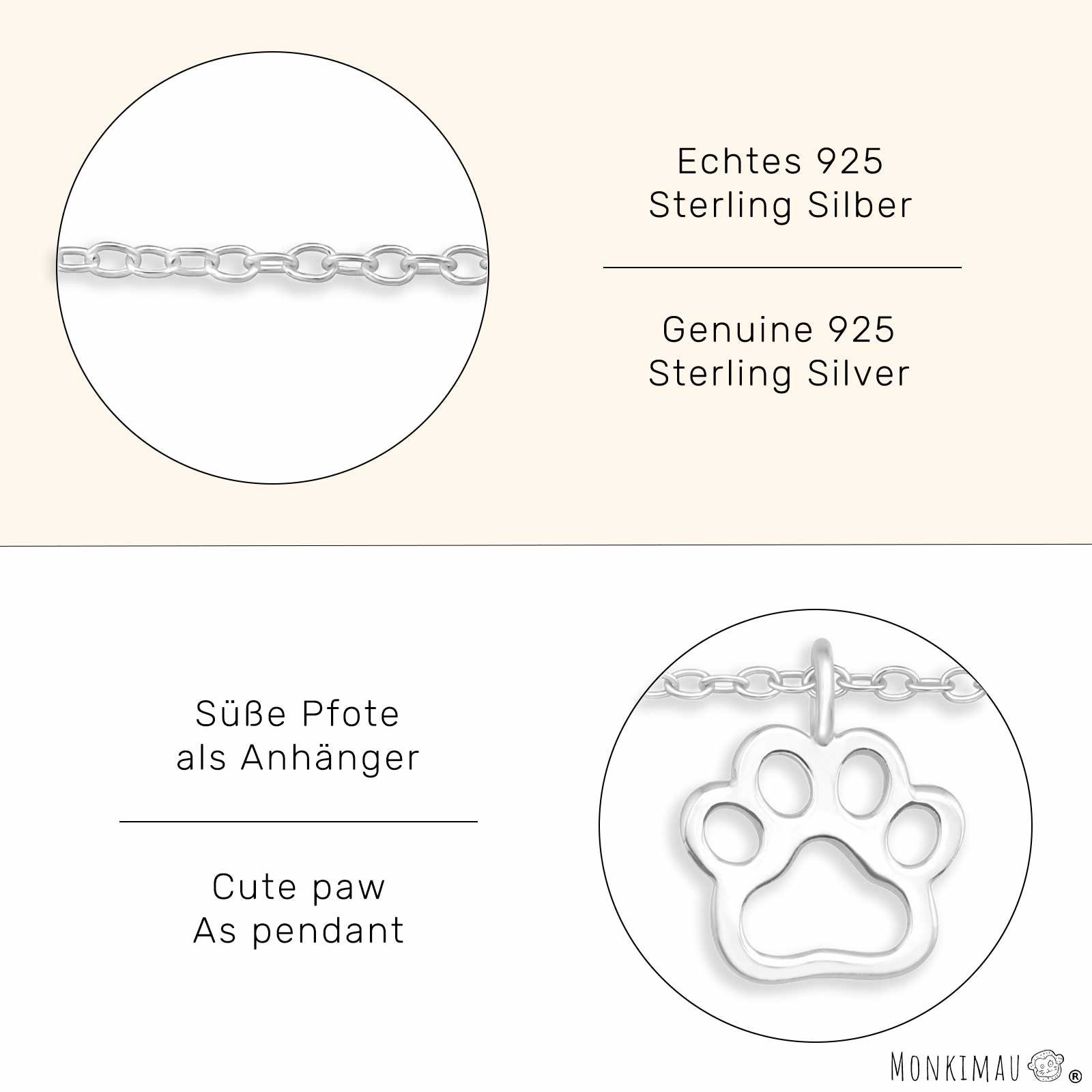 Monkimau 925 Pfoten Silber mit aus Schlüsselanhänger (Packung) Fußkettchen
