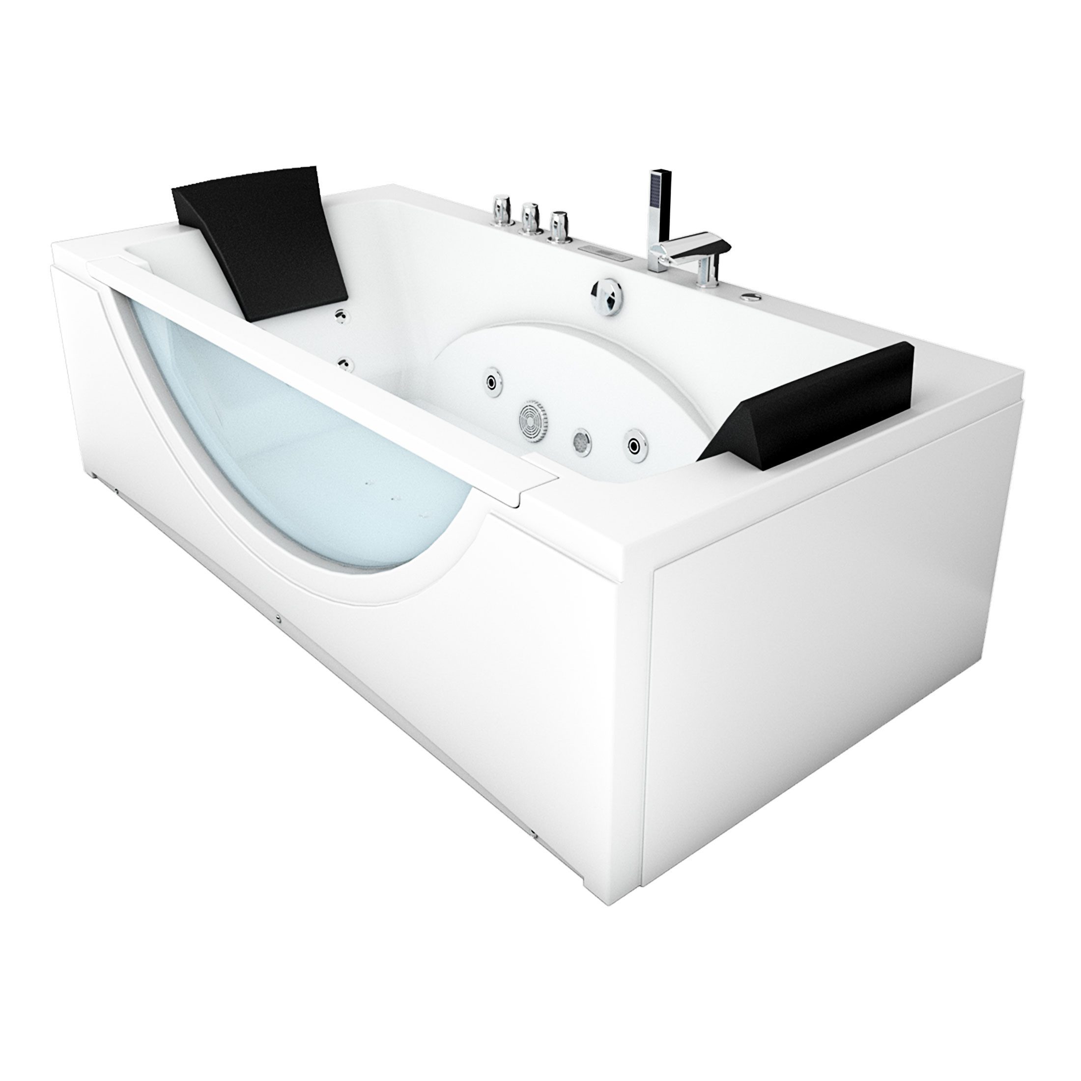 AcquaVapore Whirlpool-Badewanne Whirlpool Badewanne Eckwanne Wanne W81-A-ALL 90x180cm, (1-tlg), mit Ablaufgarnitur