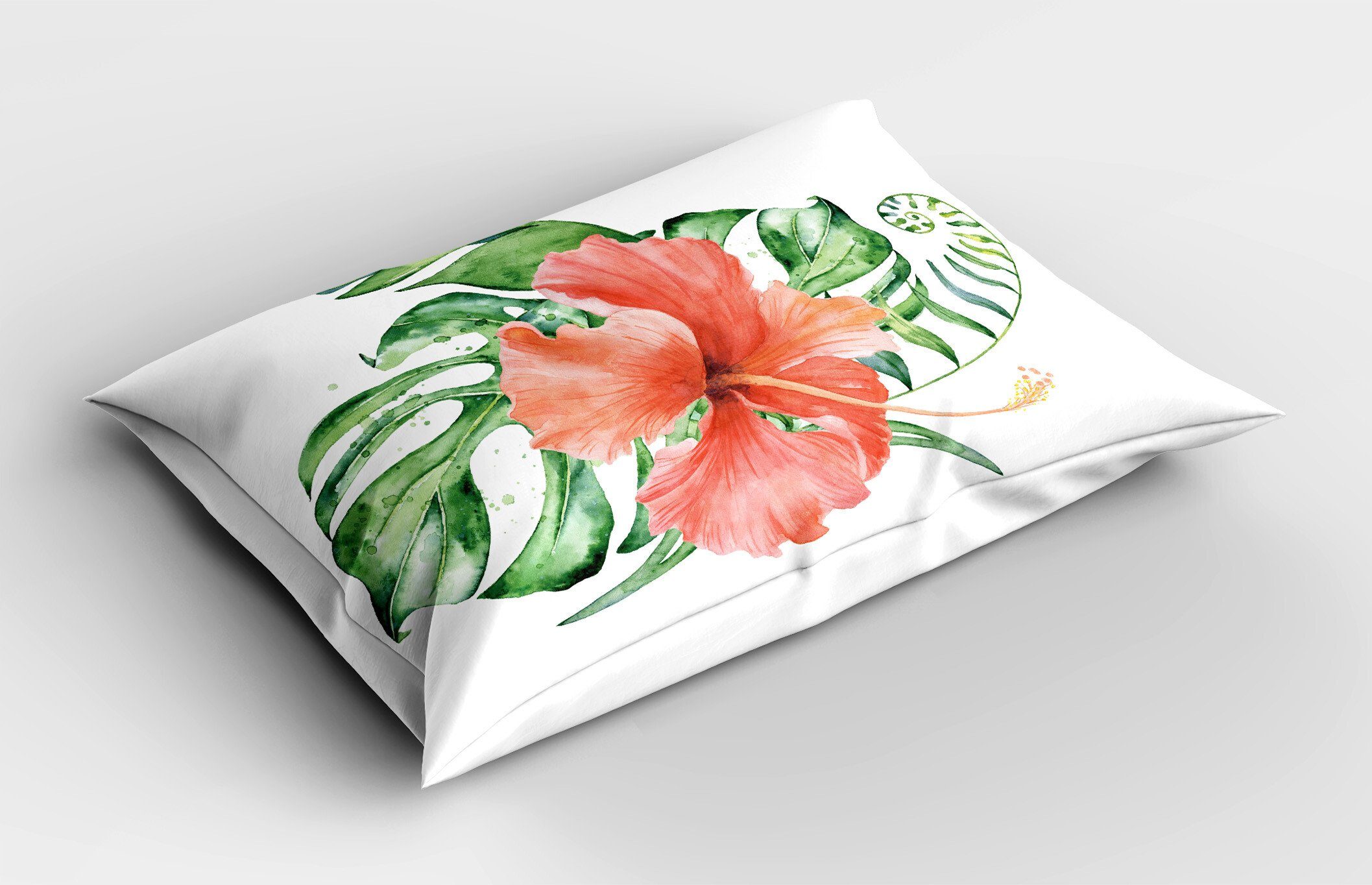 Standard Size Einzelne (1 Stück), Dekorativer King Hibiskus Gedruckter Abakuhaus Kissenbezüge Exotische Blume Kissenbezug,