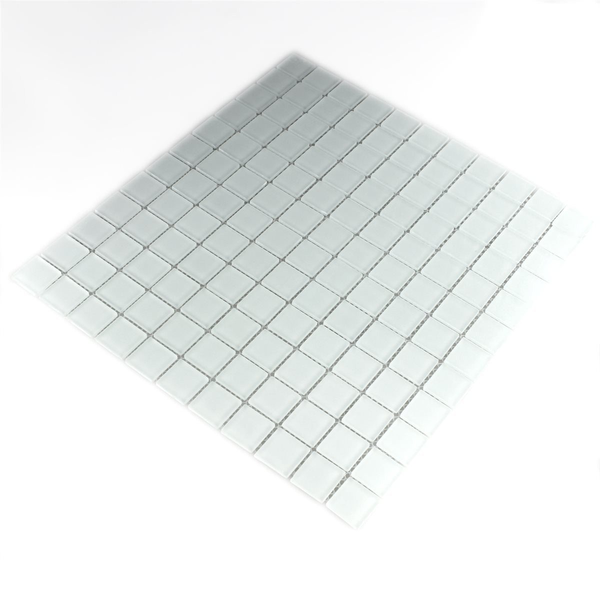Mosafil Mosaikfliesen Glasmosaik Fliesen Fracture Weiß Matt, Glas 32.700x30.200, weiß, Verlegefertig auf ein Netz geklebt - Frostsicher - Wasserfest