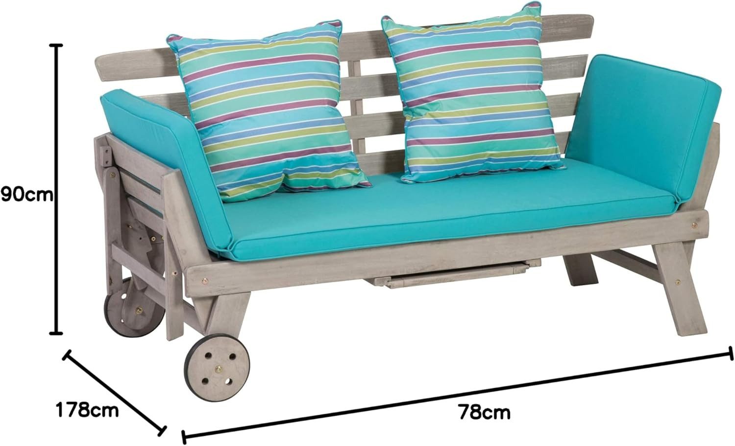 Greemotion Gartenbank Multifunktionsbank Maui aus Akazienholz, Circa 178x90x78 cm (1-St)
