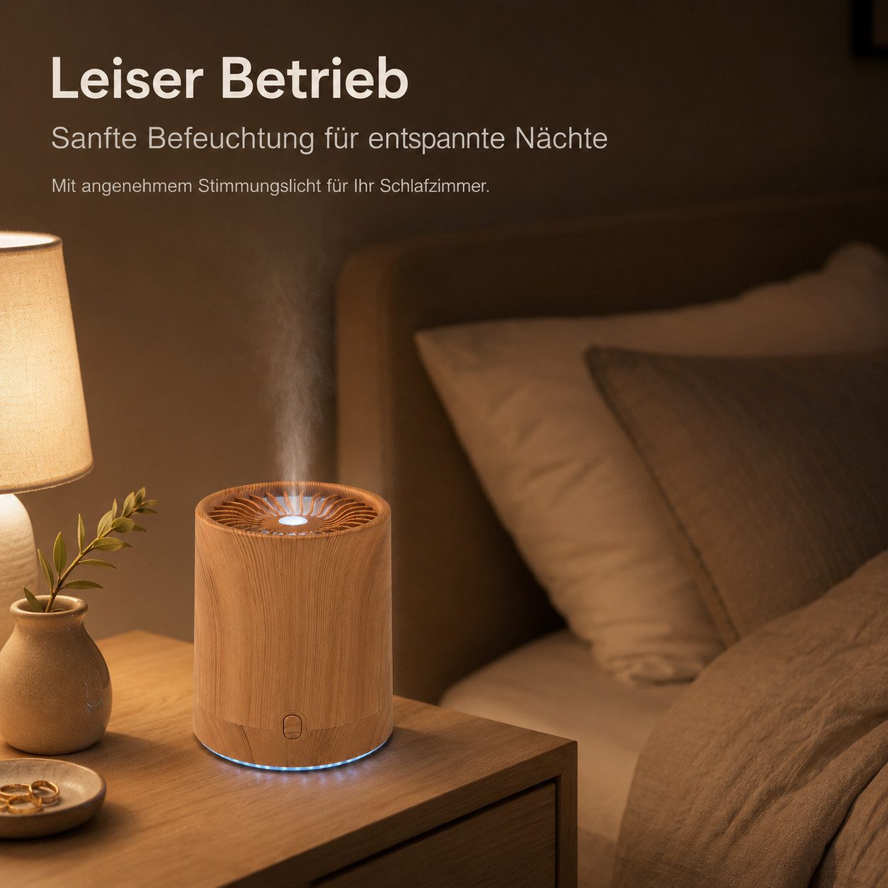 Tekoo Luftbefeuchter Ultraschall Luftbefeuchter & Aroma Diffuser Holzoptik USB LED 160ml, 0,16 l Wassertank