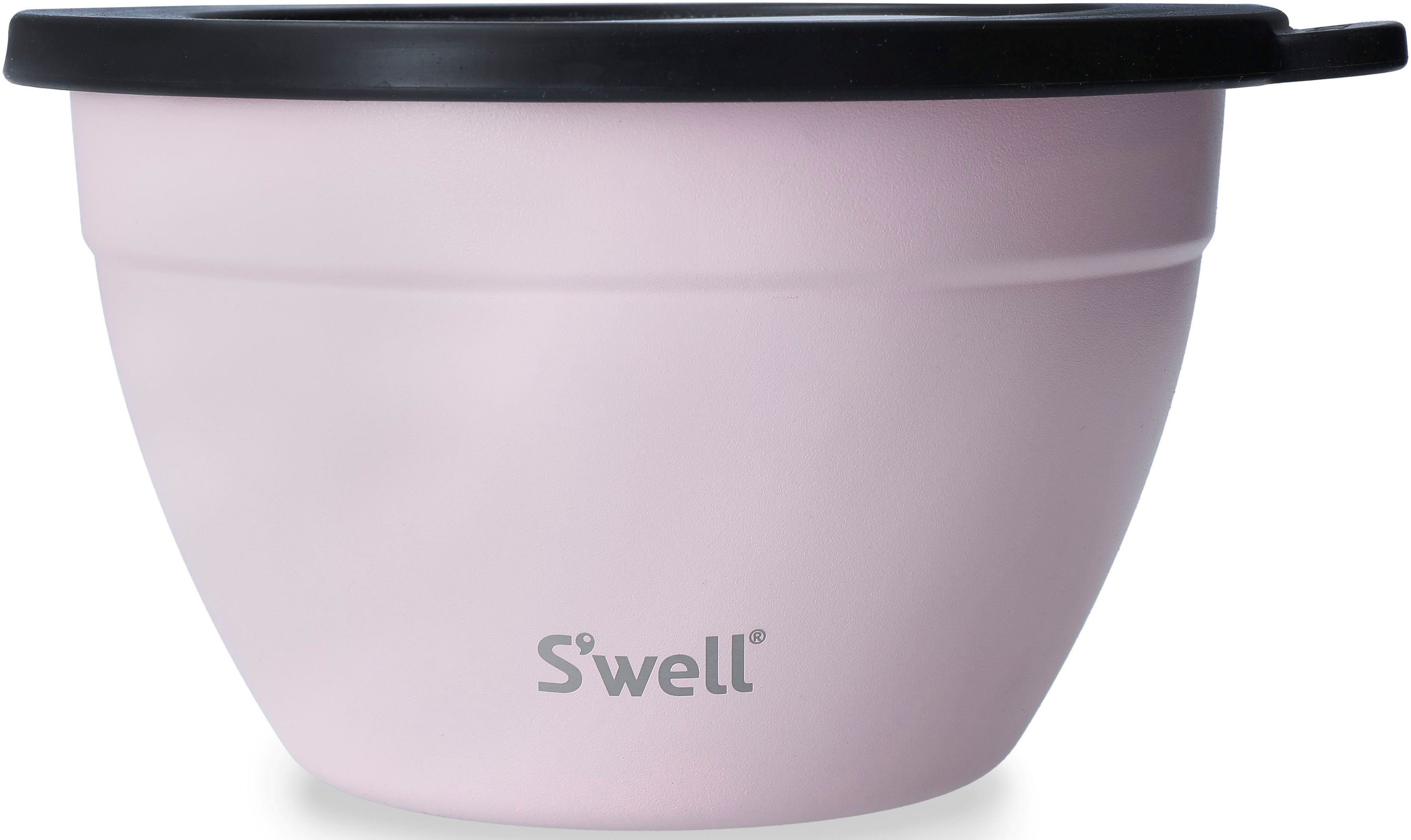 S'well Salatschüssel S'well Calacatta Gold mit 1.9L, (3-tlg), Kit, Bowl Topaz Edelstahl, vakuumisolierten Salad Therma-S'well®-Technologie Außenschale Pink