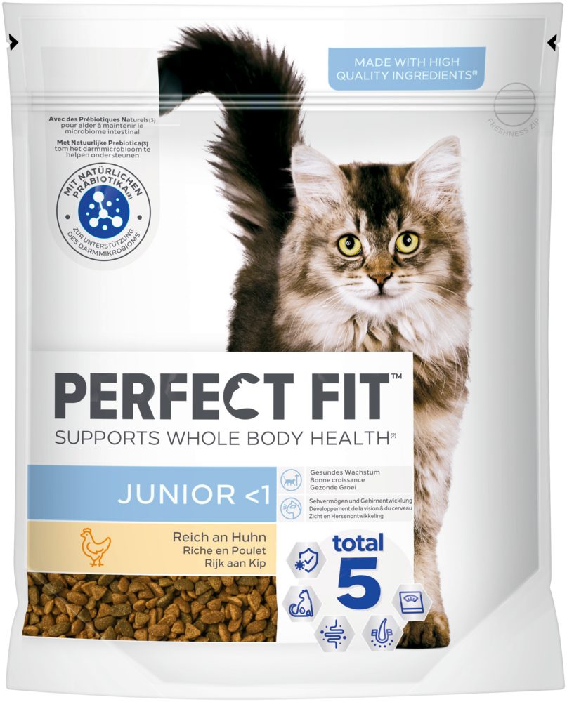 Perfect Fit PERFECT FIT™ Katze Beutel Junior <1 mit Huhn 750g, Trockenfutter für: Katze