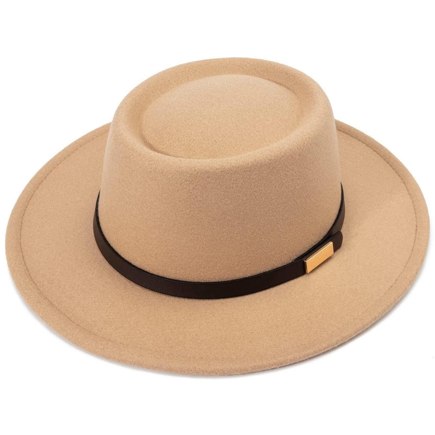 LuxusKollektion Fedora Fedora Hut Damen 1 pc Fedora Hat: Camel Round Top 73-B-CM M