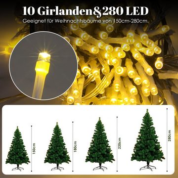 Clanmacy LED-Lichterkette Weihnachtsbaum Lichterkette baum Wasserdicht Lichterkette mit 280 LED