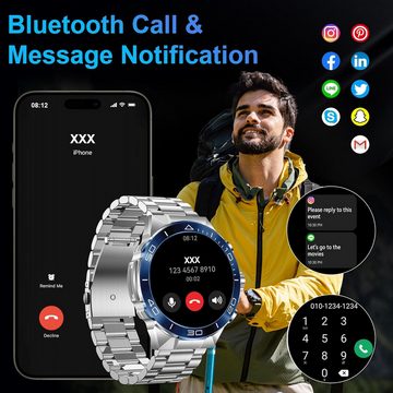 ELEJAFE Fur Herren AMOLED mit Telefonfunktion 130+ Sportmodi Fitness Tracker Smartwatch (1.43 Zoll, Android / iOS), mit Herzfrequenz SpO2 Schlafmonitor, IP68 Wasserdicht Sport