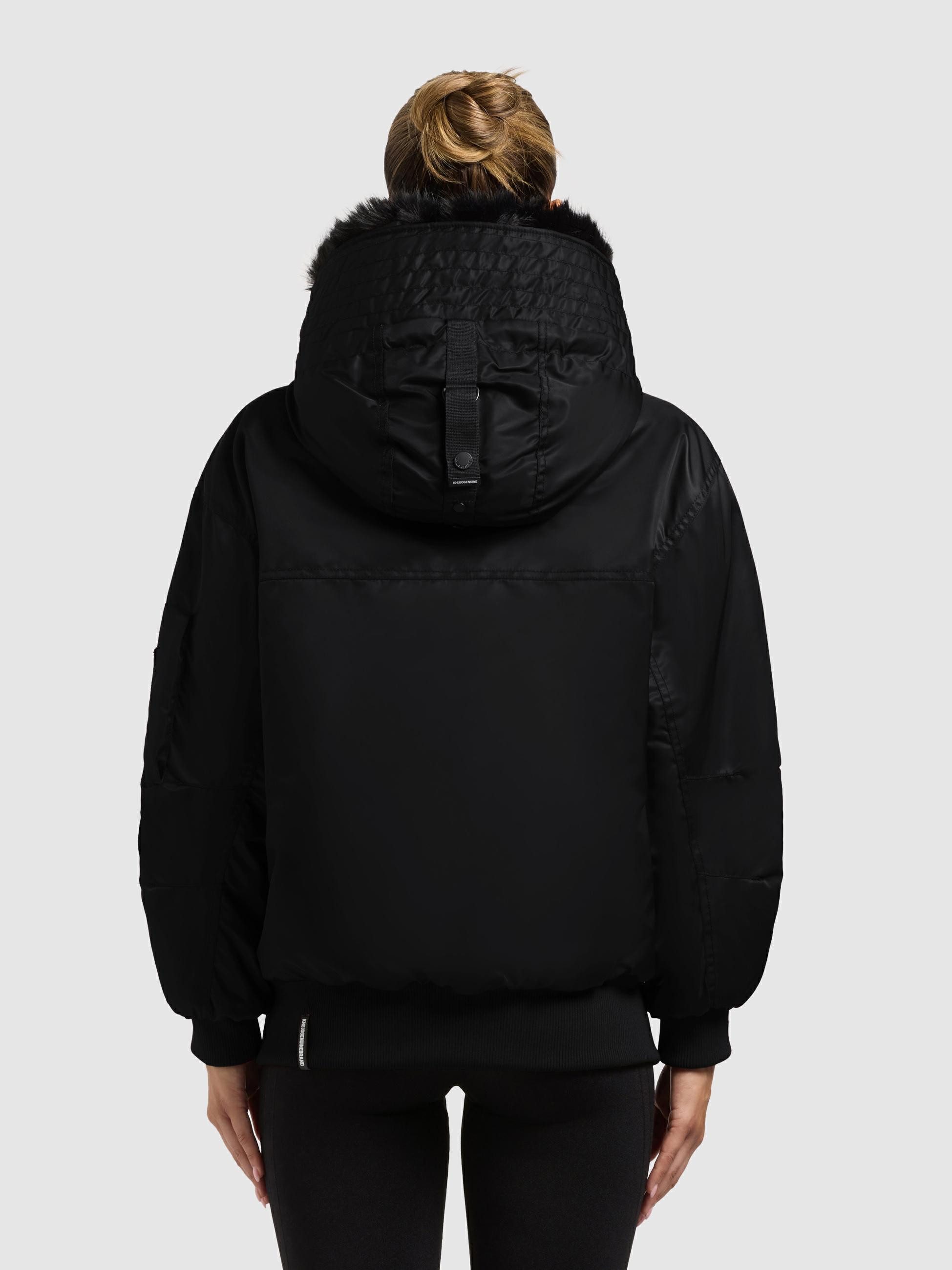 khujo Bomberjacke Cela Oversize Winterjacke mit abnehmbarem Kunstpelz-Besatz