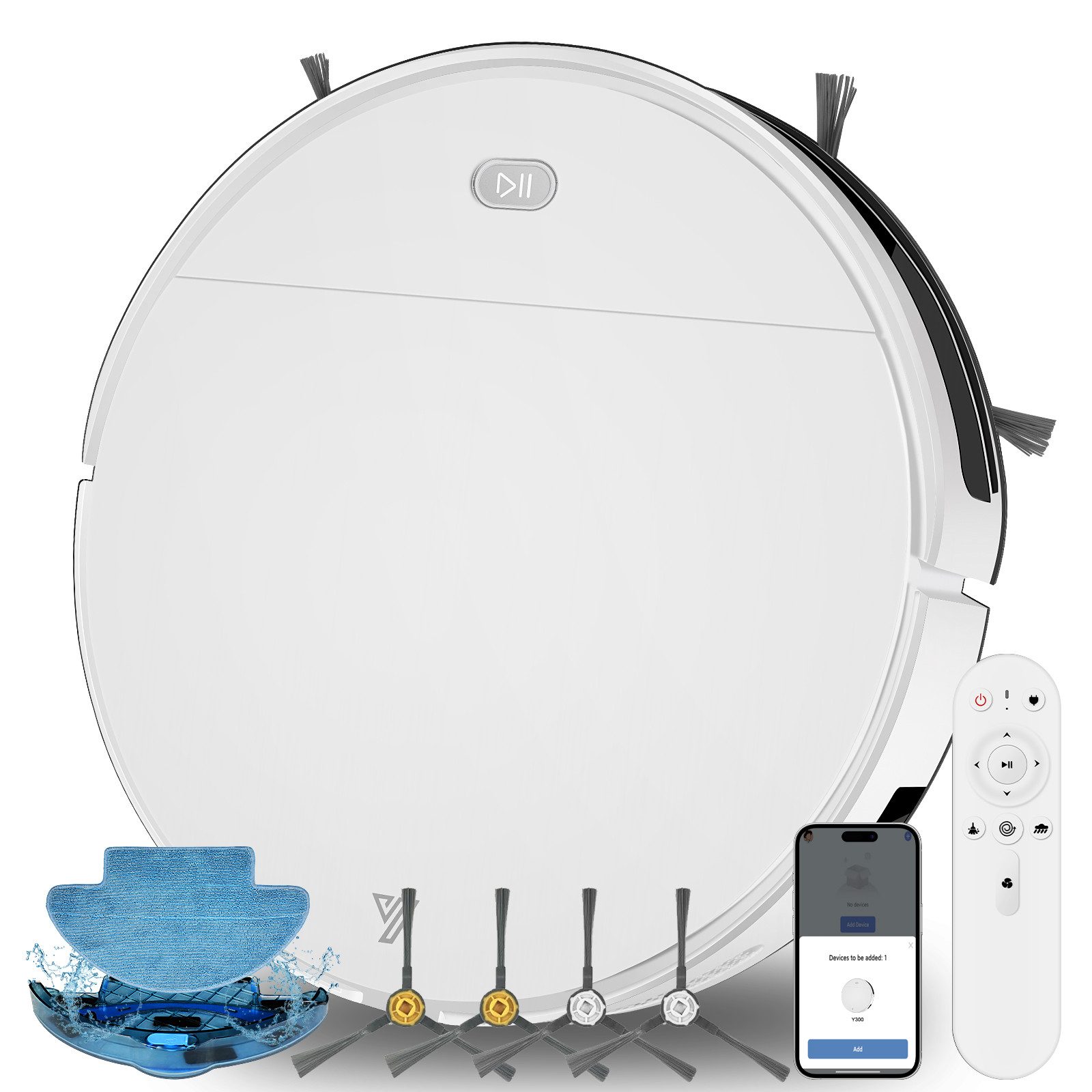 Ruzava Saugroboter Staubsauger Roboter 3000Pa/60W/150min Laufzeit 350 ml Behälter, 60 W, mit Beutel, Saugroboter mit Wischfunktion, 3000Pa/120Min, 2.5kg