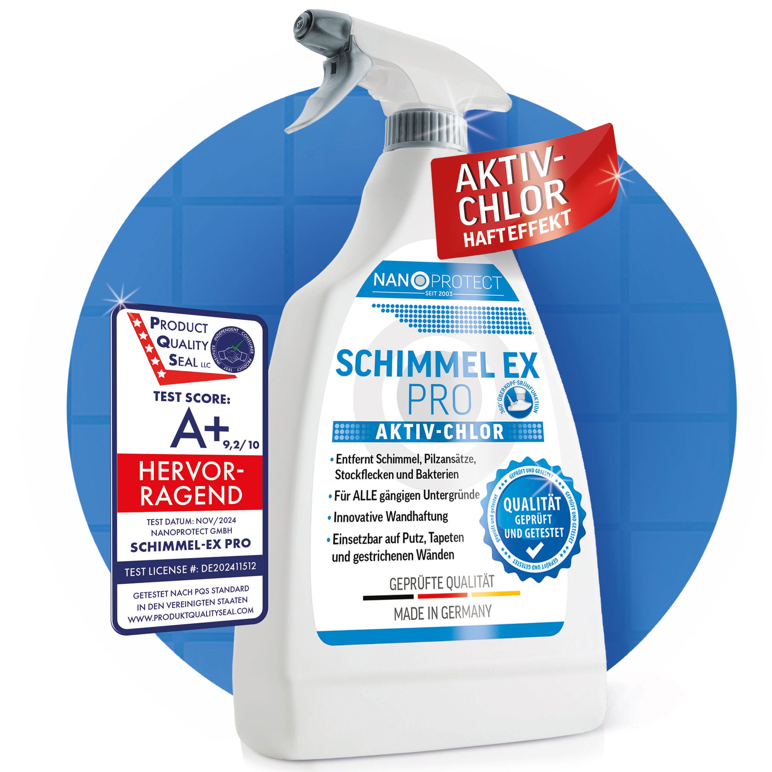 Nanoprotect Schimmel Ex Pro, Schimmelspray mit Hafteffekt Schimmelentferner (Profi Qualität)