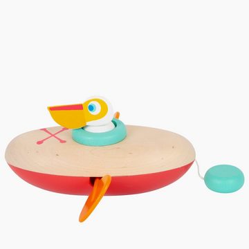 Small Foot Badespielzeug Wasserspielzeug Aufzieh-Kanu Pelikan (1-tlg), nachhaltige Badespielzeug-Alternative