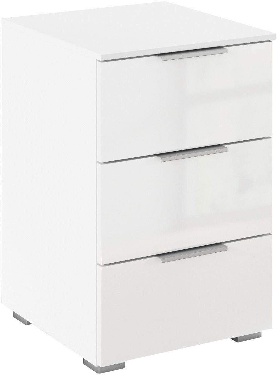 rauch Nachtkommode Nachttisch Nachtkonsole AGORDO in Dekor- oder Hochglanzfront (in zwei Griff-Farben, Breite 40 cm), mit 3 geräumigen Schubladen für viel Stauraum MADE IN GERMANY