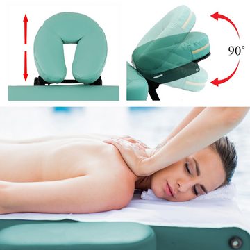 VENDOMNIA Massageliege Mobile Massageliege - Holzfüße mit 2 Zonen (Klappbar Massagetisch Massagebett Massagebank Behandlungsliege, Farbwahl), inkl. hochwertiger Kopfstütze Tasche Armlehnen