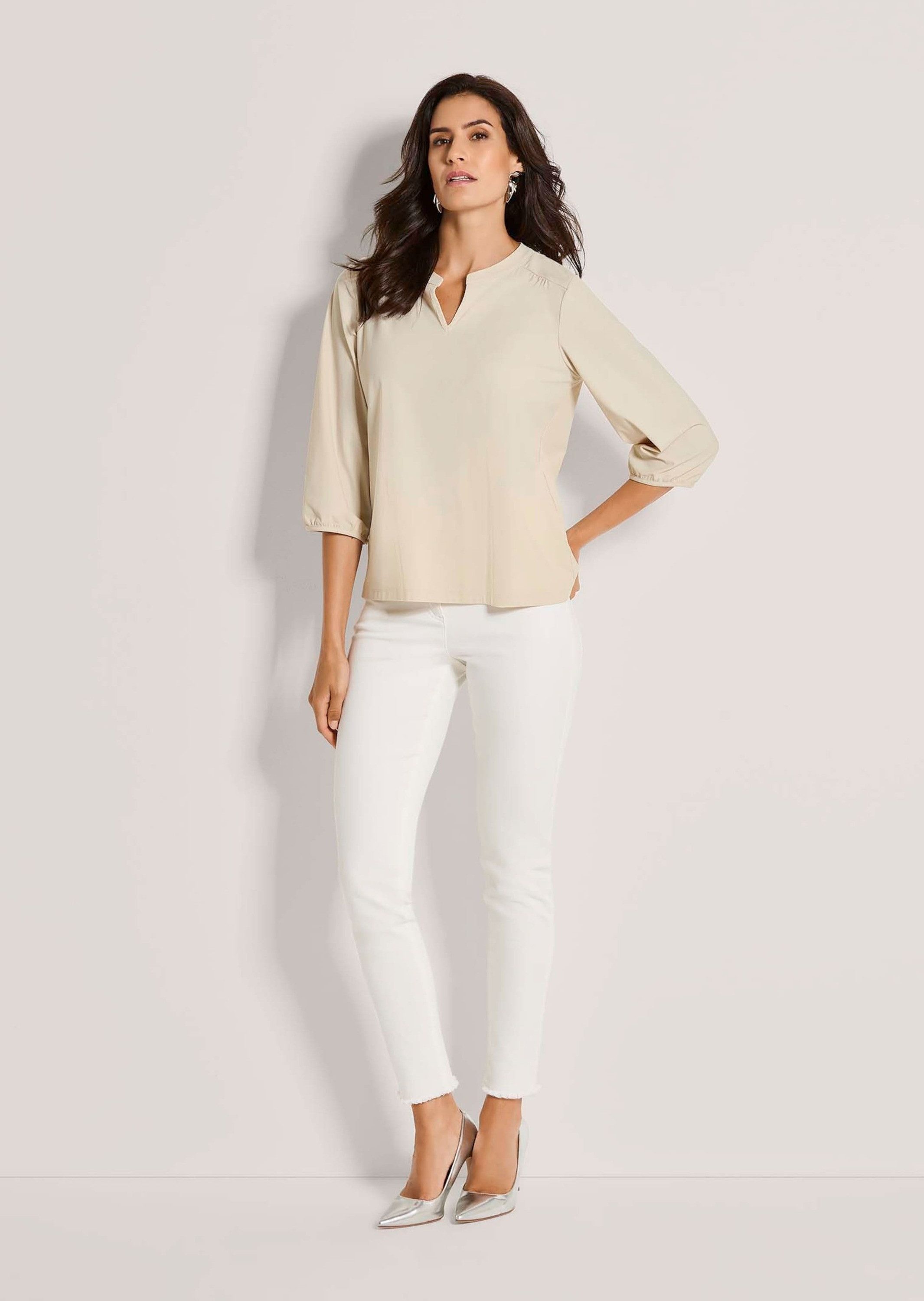 MADELEINE Kurzarmbluse Elegante Schlupfbluse mit V-Ausschnitt Blusenshirt m günstig online kaufen