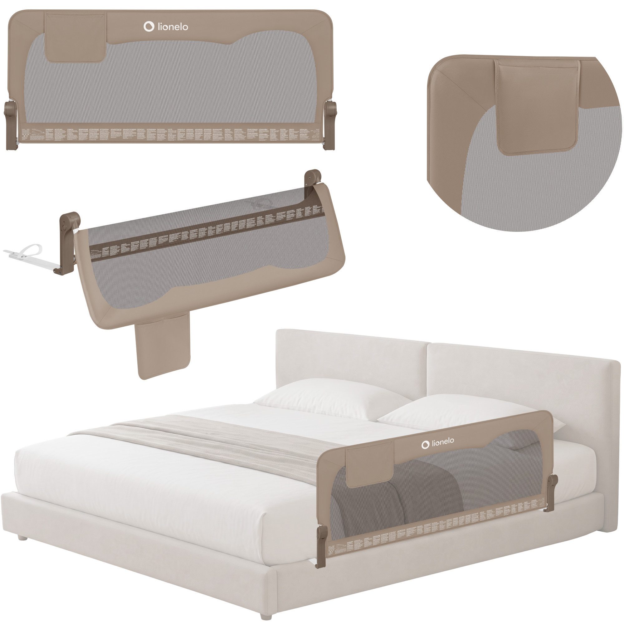 lionelo Bettschutzgitter HANNA (Set, Set), 180 Grad 66 cm hoch Standsafe SecureBelt