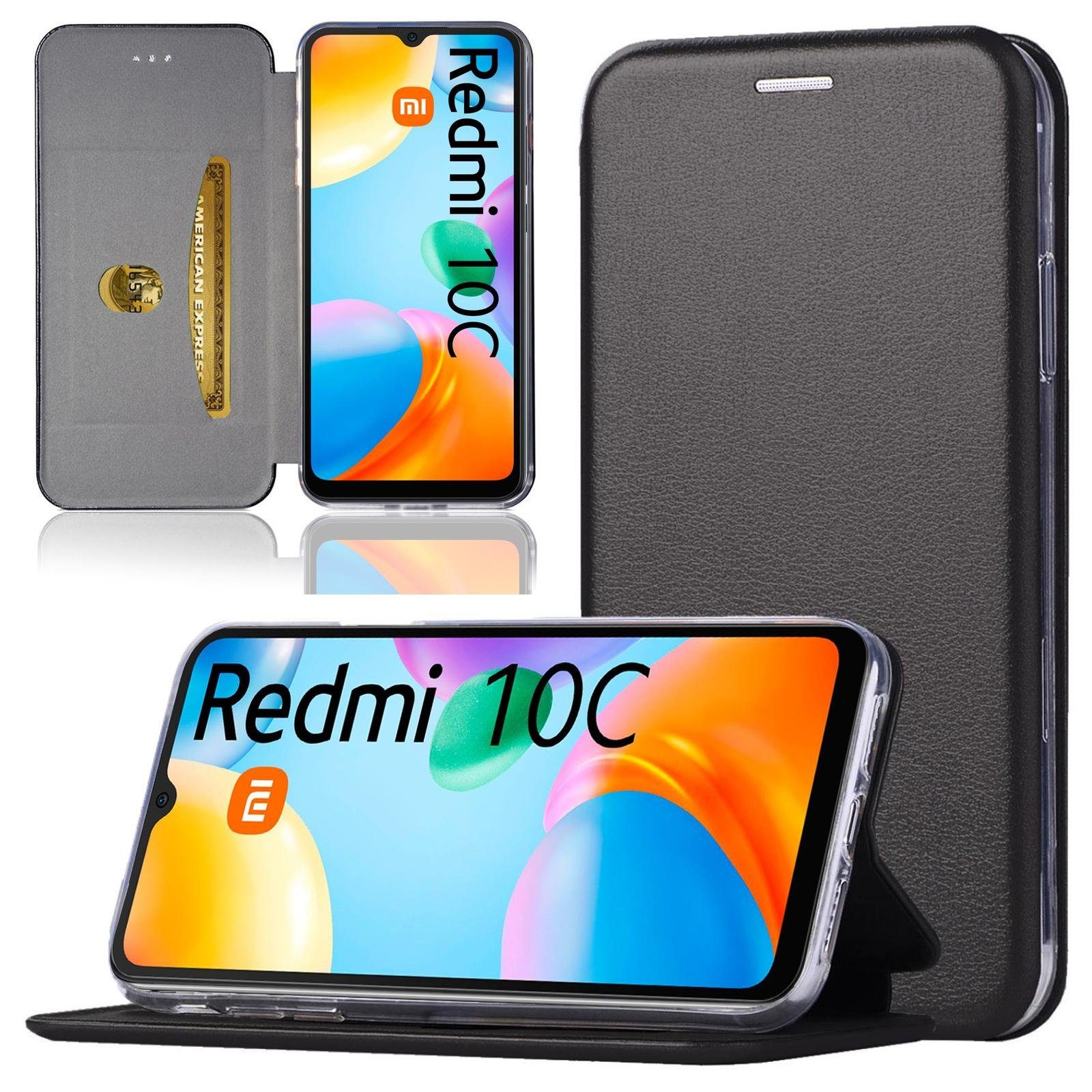 Numerva Handyhülle Handy Tasche Book Case für Xiaomi Redmi 10C, Klapphülle Flip Cover Hardcover Schutz Hülle Etui