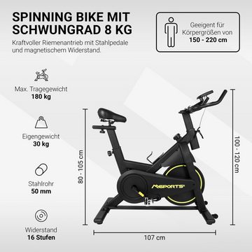 MSports® Speedbike Indoor Cycling Bike Black Series, Magnetischer Widerstand