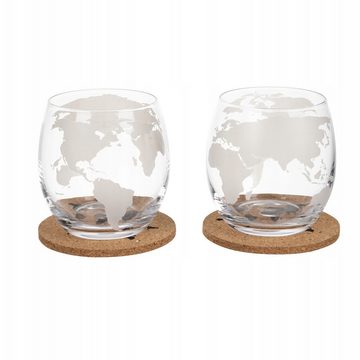 Redfink Dekanter Whisky-Set Globus Whisky-Karaffe Whisky-Gläser Stein-Eiswürfel 900 ml