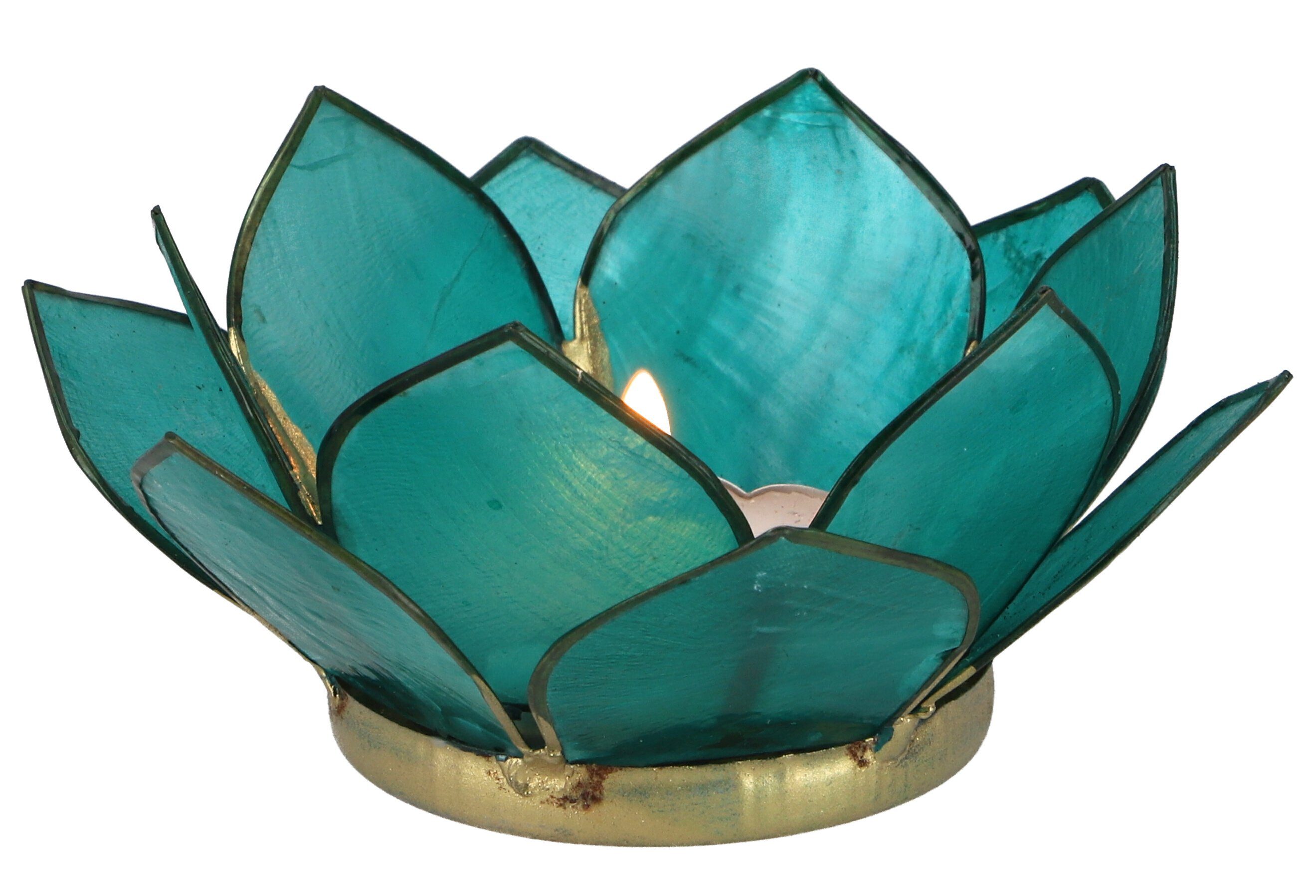 Guru-Shop Windlicht Lotus Teelicht Muschel 11*4 cm - türkis