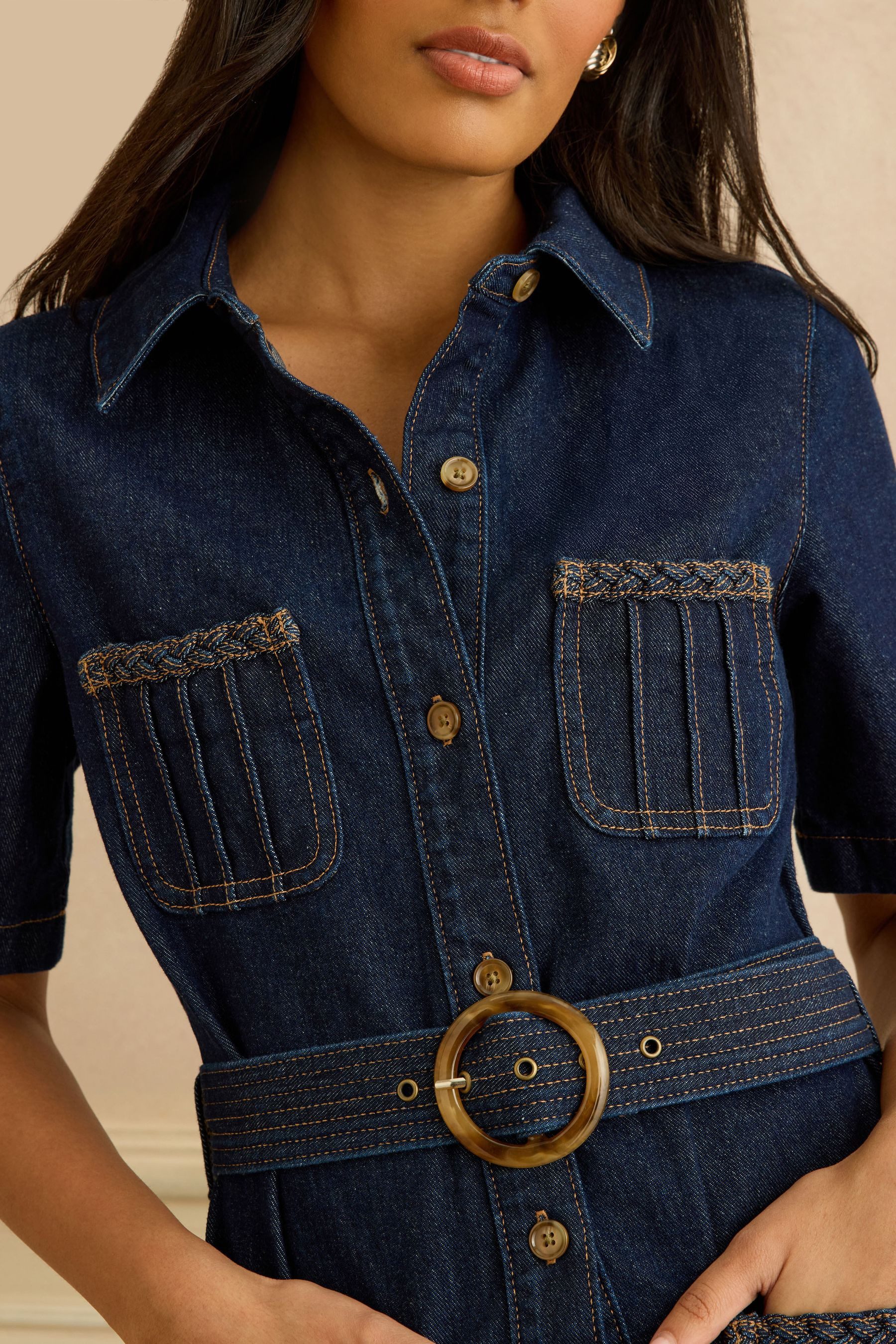 Love & Roses Jeanskleid Love & Roses Denim-Hemdblusenkleid, Regular (1-tlg)