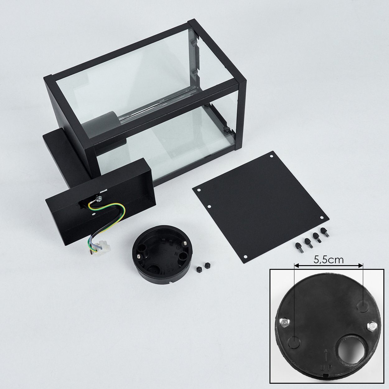 hofstein Außen-Wandleuchte »Besana« Außenleuchte aus Metall/Glas in Schwarz/Klar, ohne Leuchtmittel, Wandlampe abwärts E27, Wandleuchte mit Lichteffekt