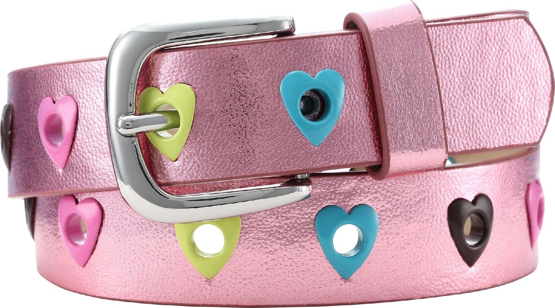Playshoes Stoffgürtel PU-Gürtel Herzchen pink