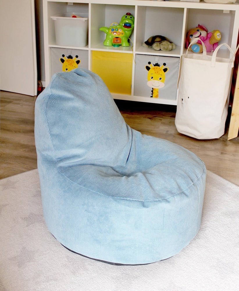 Sitzsack S blue pushbag waschbar für Kinder, Corduroy, kids Chair