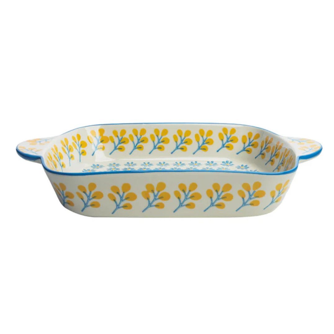 Tranquillo Auflaufform FLORAL, 35 cm, handgefertigt, backofen- und spülmaschinenfest, Steinzeug, handbemalt