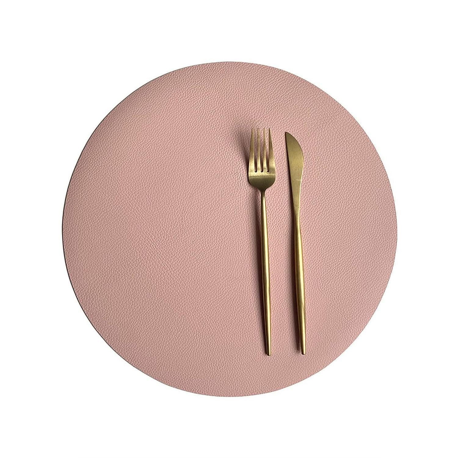 LuxusKollektion Platzset Runde Tischsets 32cm Rosa+Dunkelgrau 4 Stück, (4-St)