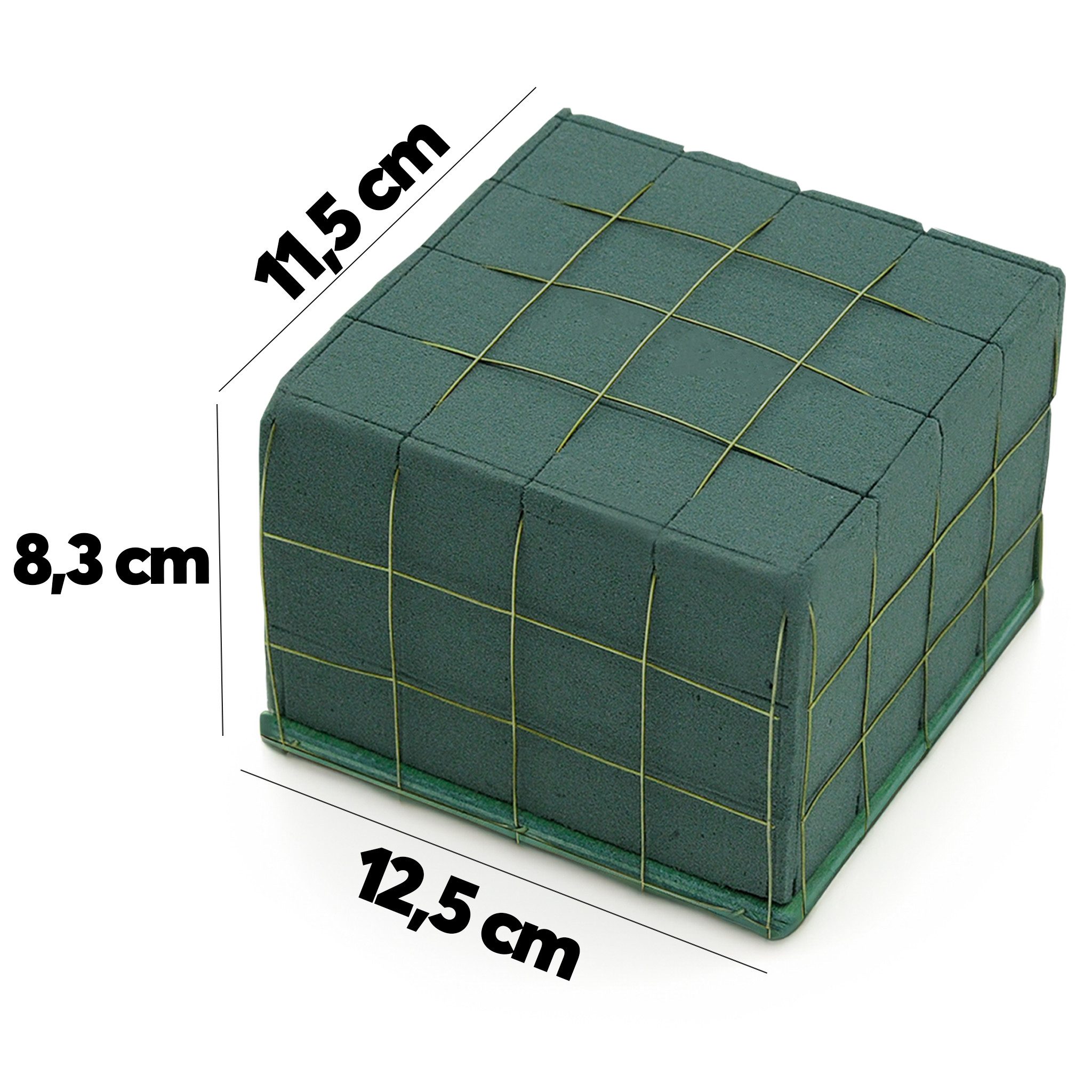 matches21 HOME & HOBBY Schaumgummi Blumen Steckmasse mit Draht-Gitter, Holzboden - 2x halber Ziegel, Steckschaum Raquette zum Stellen Hochzeit Blumen-Gestecke Tisch-Deko