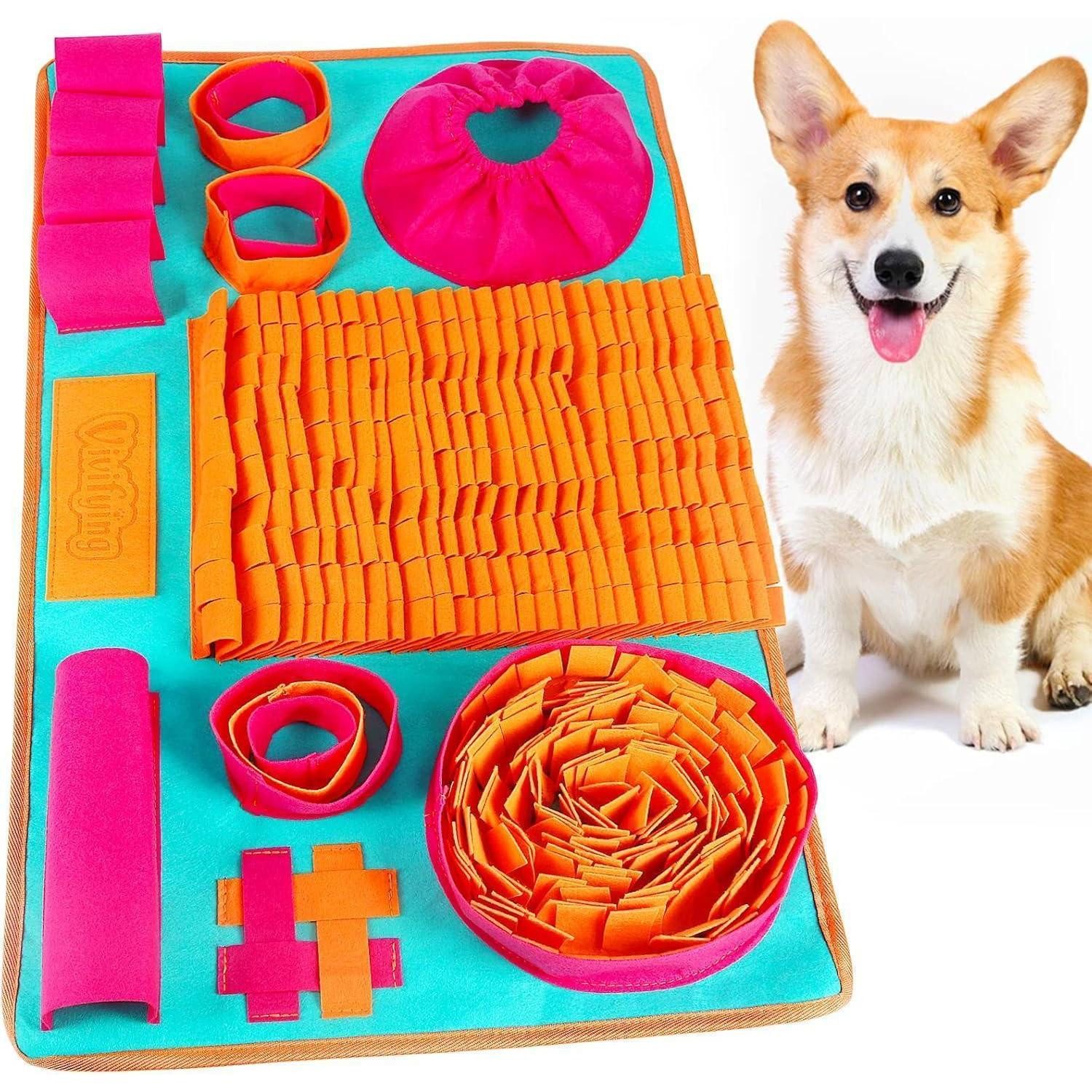 Vivifying Schutzkragen Schnüffelmatte Hund Interaktives Spielzeug Stimulation Filzstoff Rot