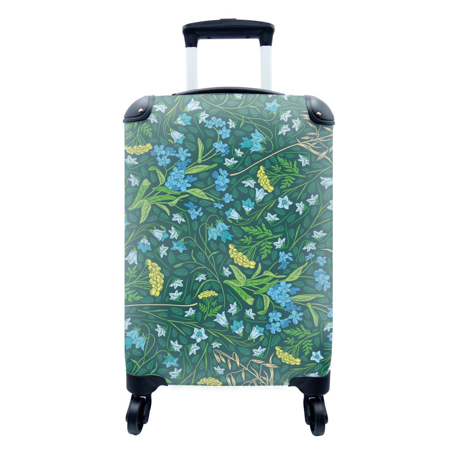 MuchoWow Handgepäckkoffer Muster - Grün - Blau, 4 Rollen, Reisetasche mit rollen, Handgepäck für Ferien, Trolley, Reisekoffer