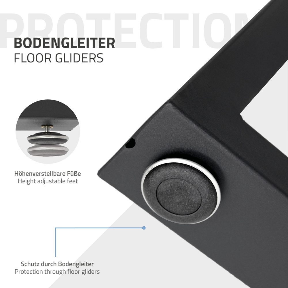 ECD Germany Tischbein 2x Tischgestell Tischkufen Trapez Design aus pulverbeschichtetem Stahl, Metall Möbelfüße 60x72 cm Tischuntergestell für Esstisch Schreibti – Bild 5 von 5