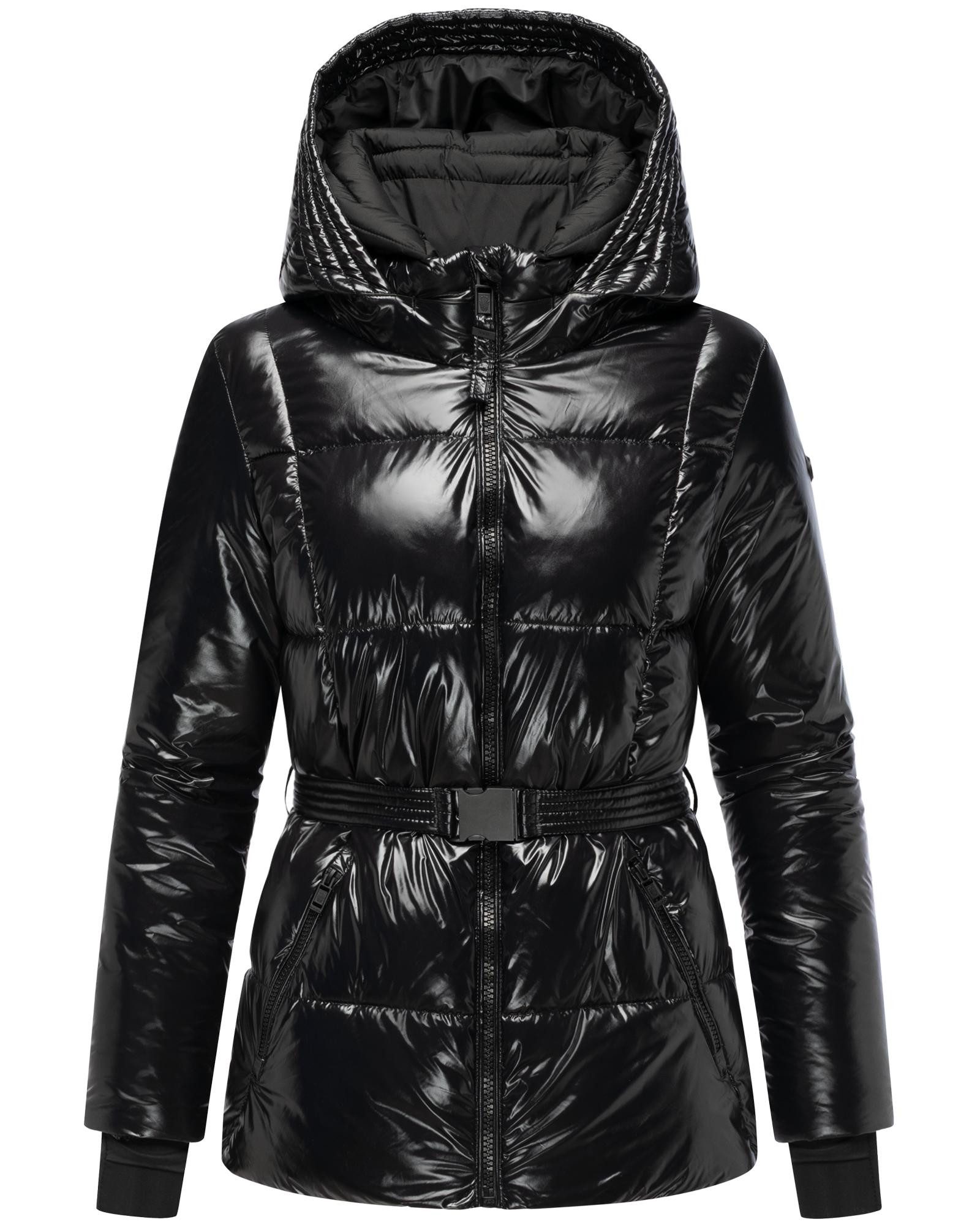 Navahoo Steppjacke Eisglanz 14 Glänzende Damen Winterjacke mit Taillengürtel