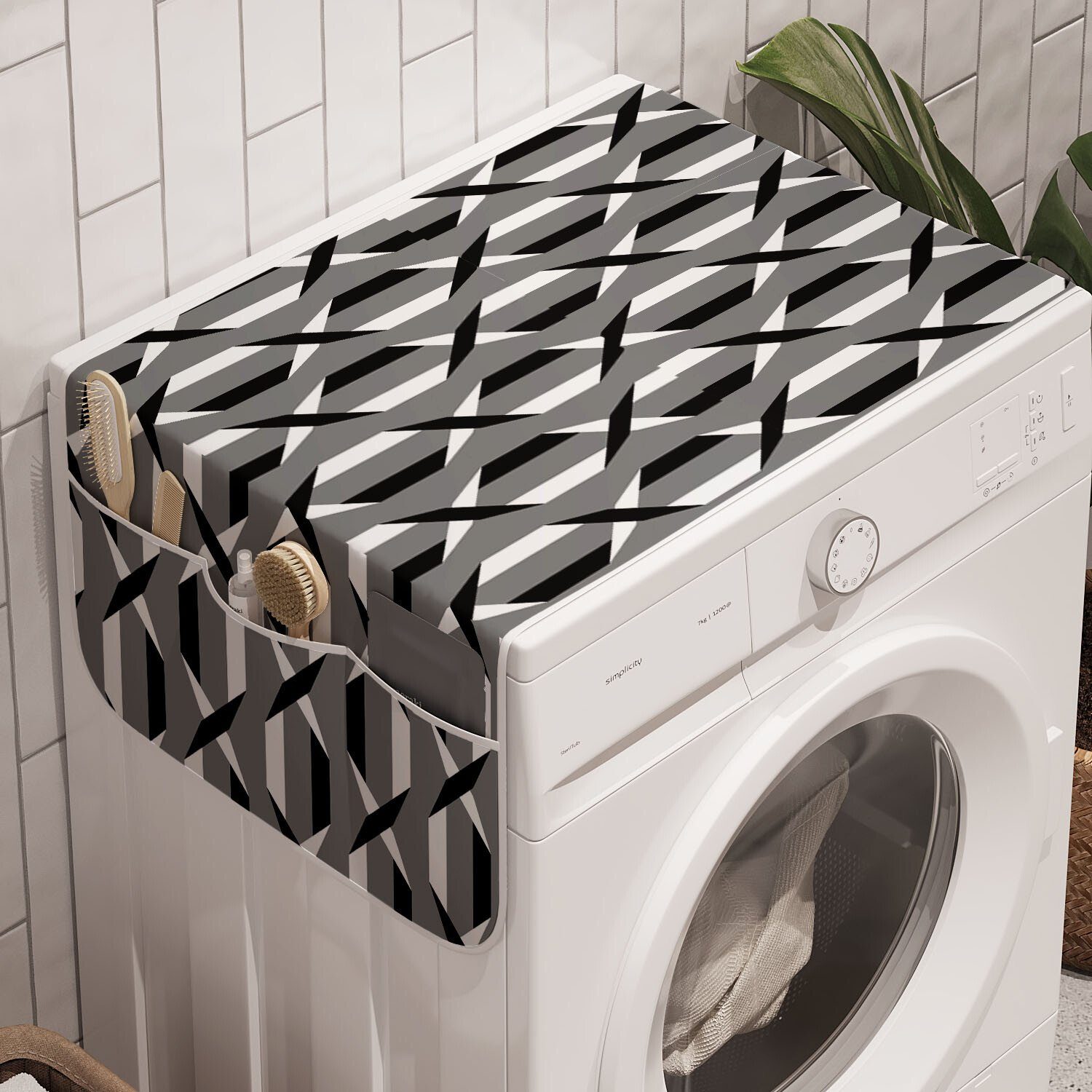 Trockner, Abakuhaus Anti-Rutsch-Stoffabdeckung für Schneidene Streifen-Muster Modern Badorganizer und Waschmaschine