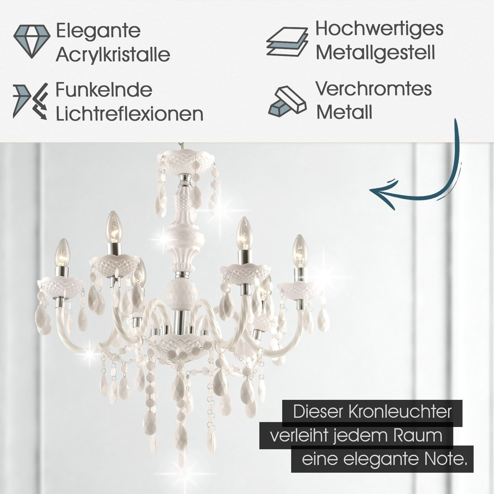 bmf-versand Kronleuchter Kronleuchter Kristall Wohnzimmer Hängelampe günstig online kaufen