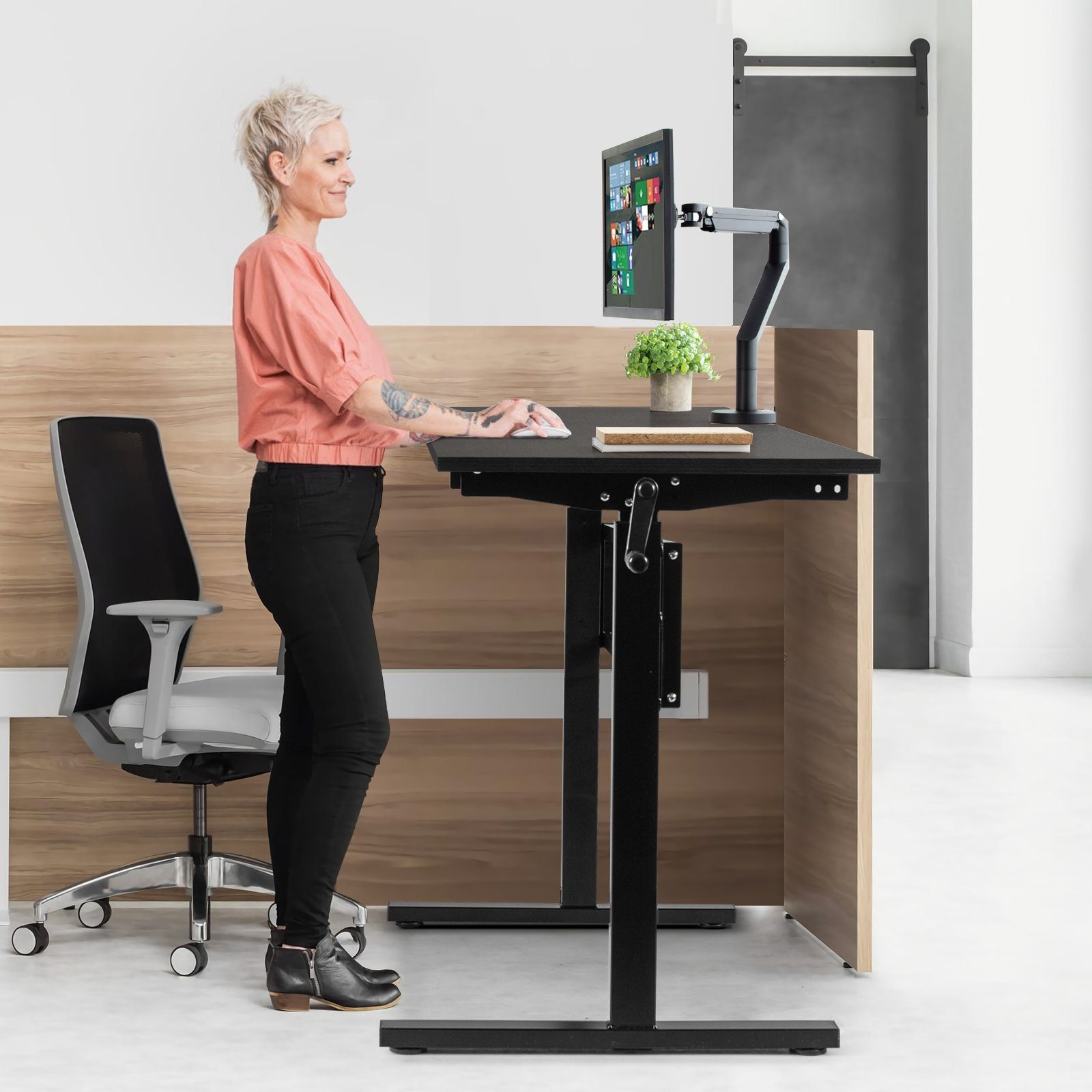 COSTWAY Schreibtisch »Computertisch«, mit Kurbel, höhenverstellbar 75-113cm  online kaufen | OTTO