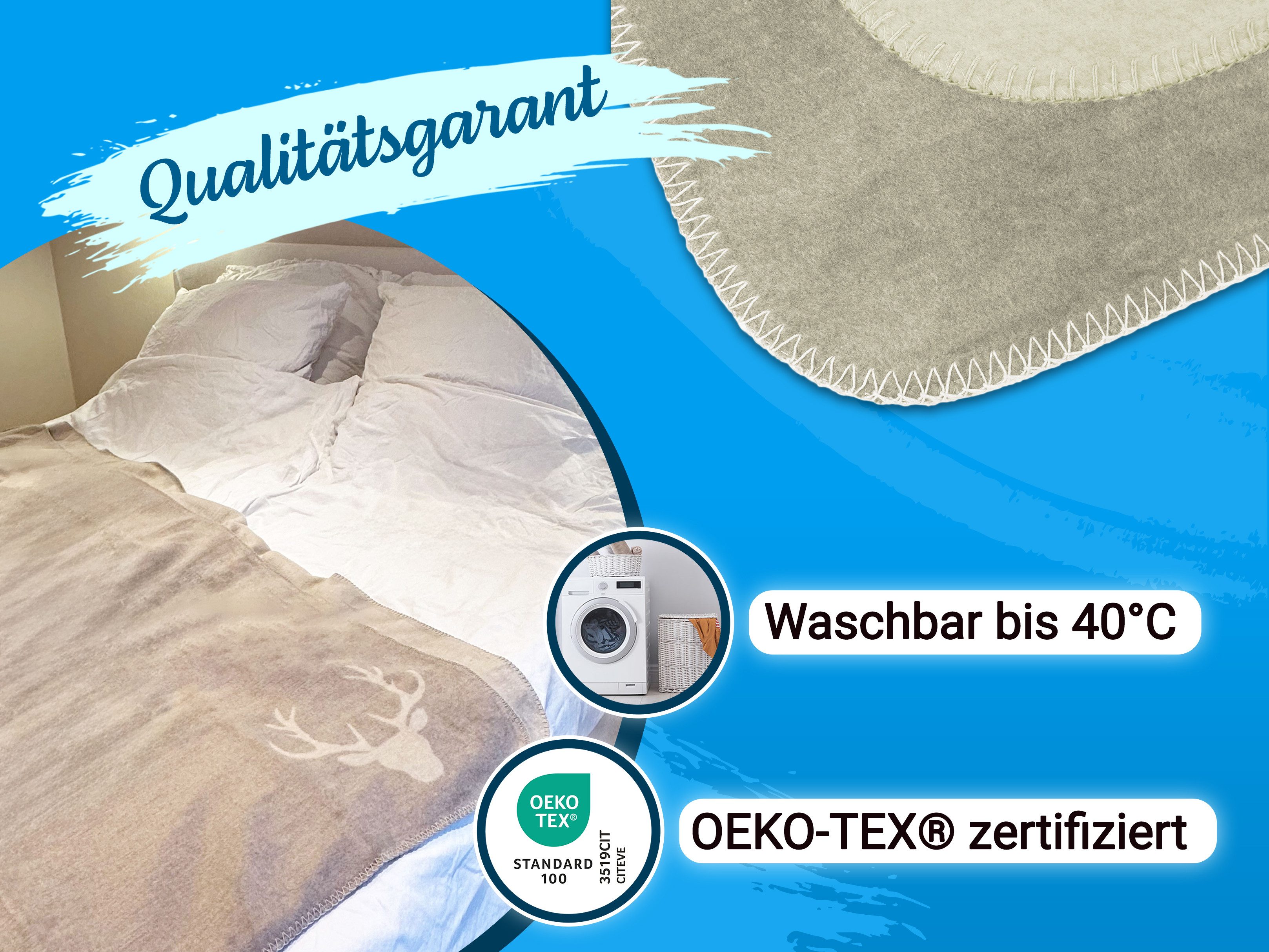 Wohndecke, ZOLLNER, 150 x 200 cm, 60% Baumwolle, 40% Polyacryl, vom Hotelwäschespezialist