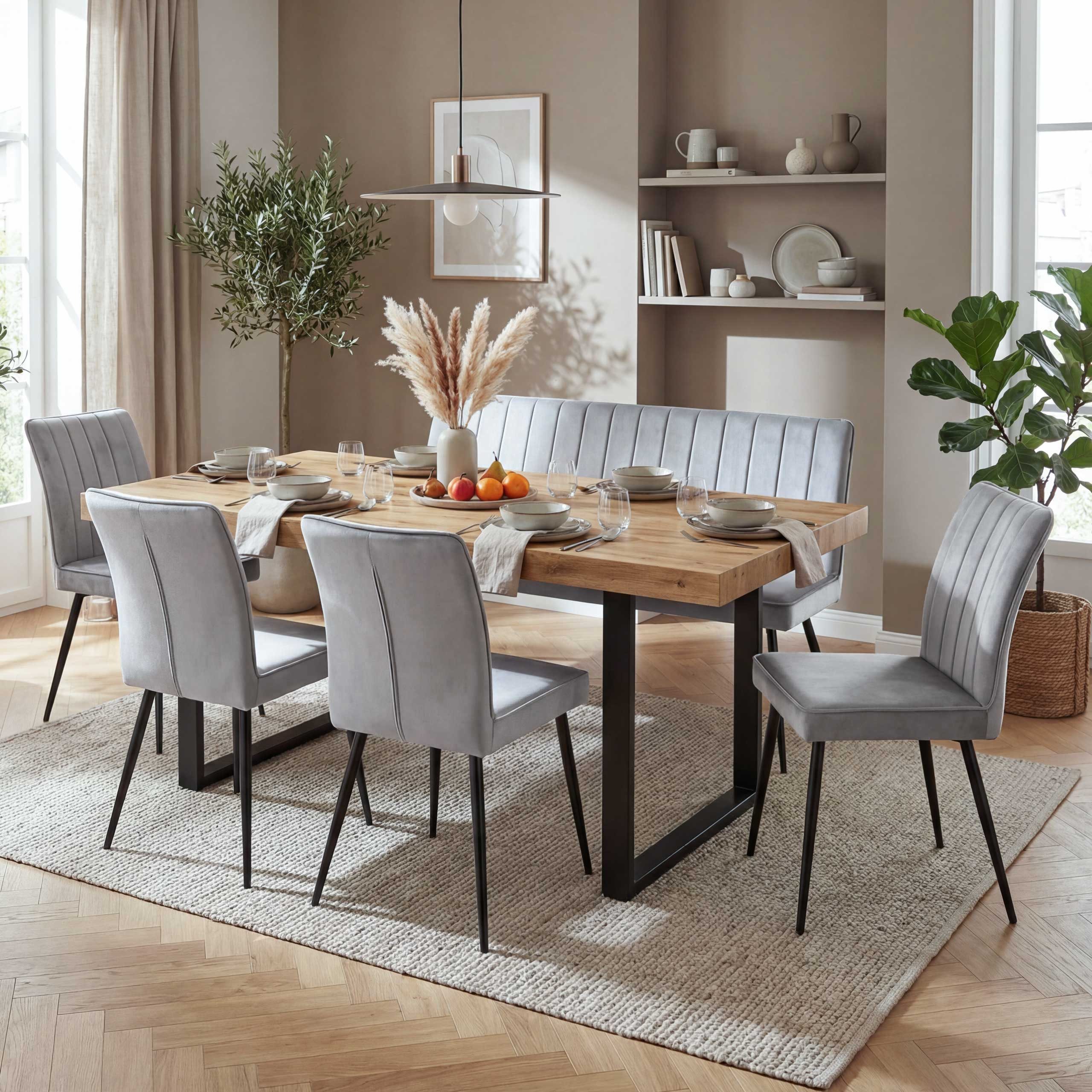 MCW Esszimmerstuhl MCW-K16-Set-4 (Set, 5 St), Abgerundete Sitz- und Rückenfläche mit Ziernaht