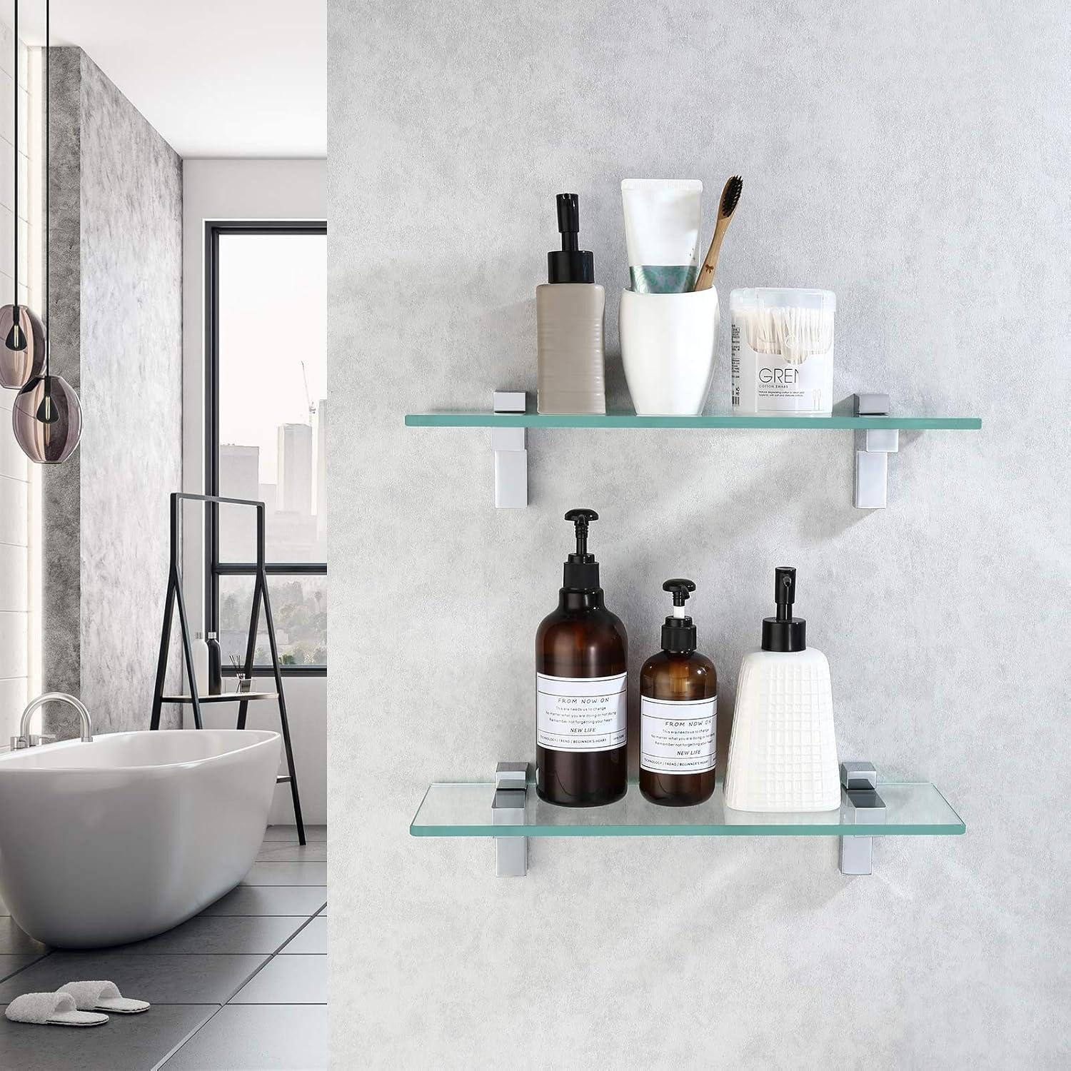 LuxusKollektion Duschregal Duschablage Glasablage Hartglas 8 mm 40 cm 2 Stücke 40 CM Poliert