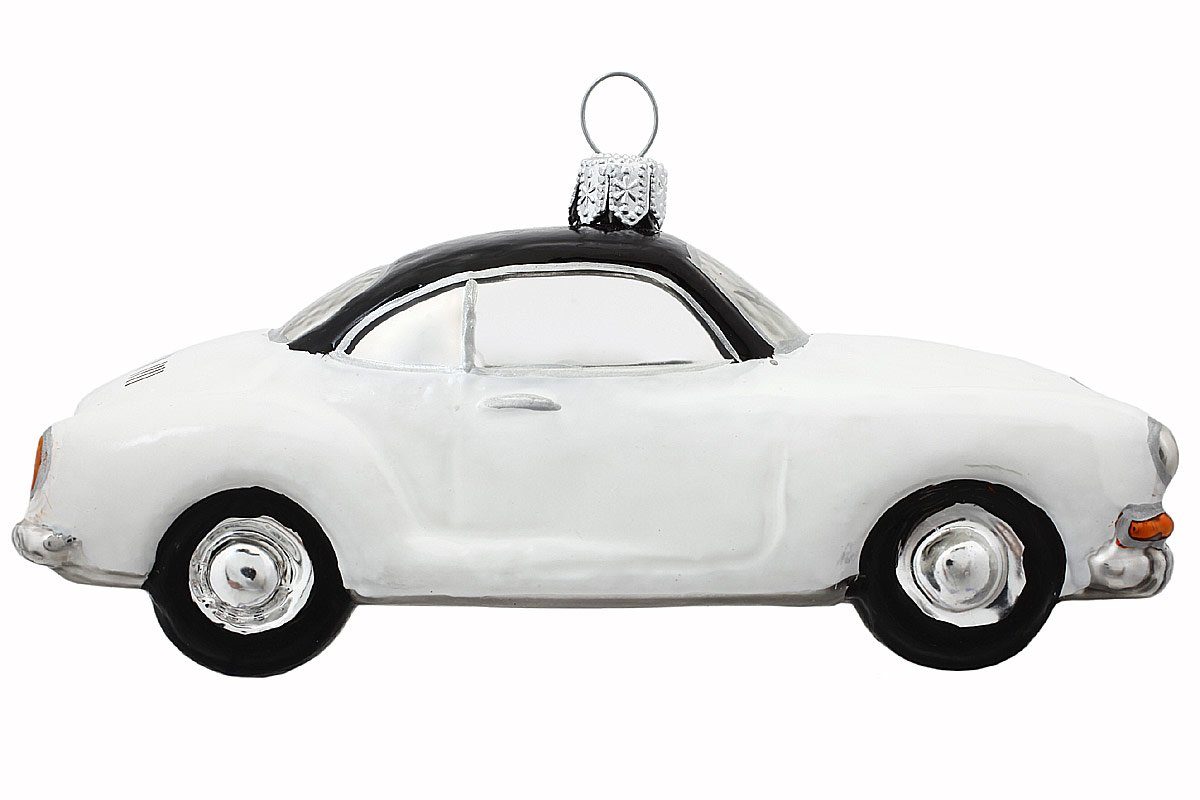 Hamburger Weihnachtskontor Christbaumschmuck VW Karmann Ghia weiss, Dekohänger - mundgeblasen - handdekoriert