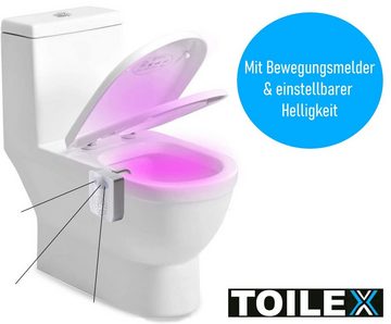 MAVURA LED Nachtlicht TOILEX Toilettenlicht mit Bewegungsmelder Toilettendeckel Lampe, LED fest integriert, Merhfarbig, WC Klodeckel Nachtlicht Toiletten Licht Beleuchtung