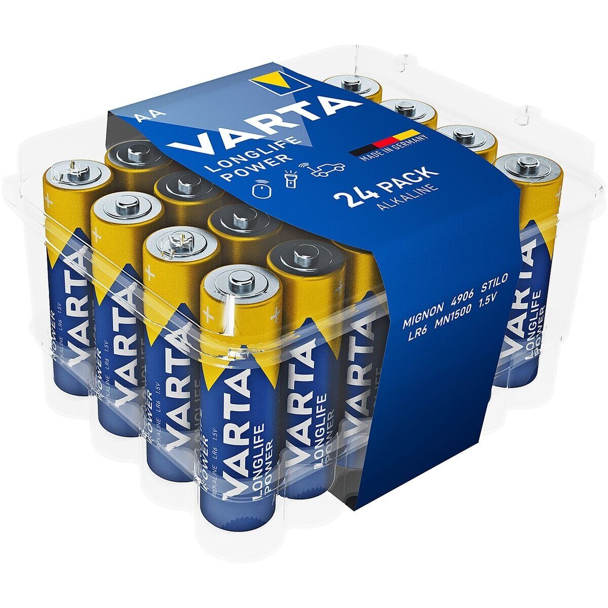 Power / VARTA / 24 1,5 mit Batterie, LONGLIFE V, Alkali-Mangan, St), V, LR06, (1.5 AA Lebensdauer langer Mignon