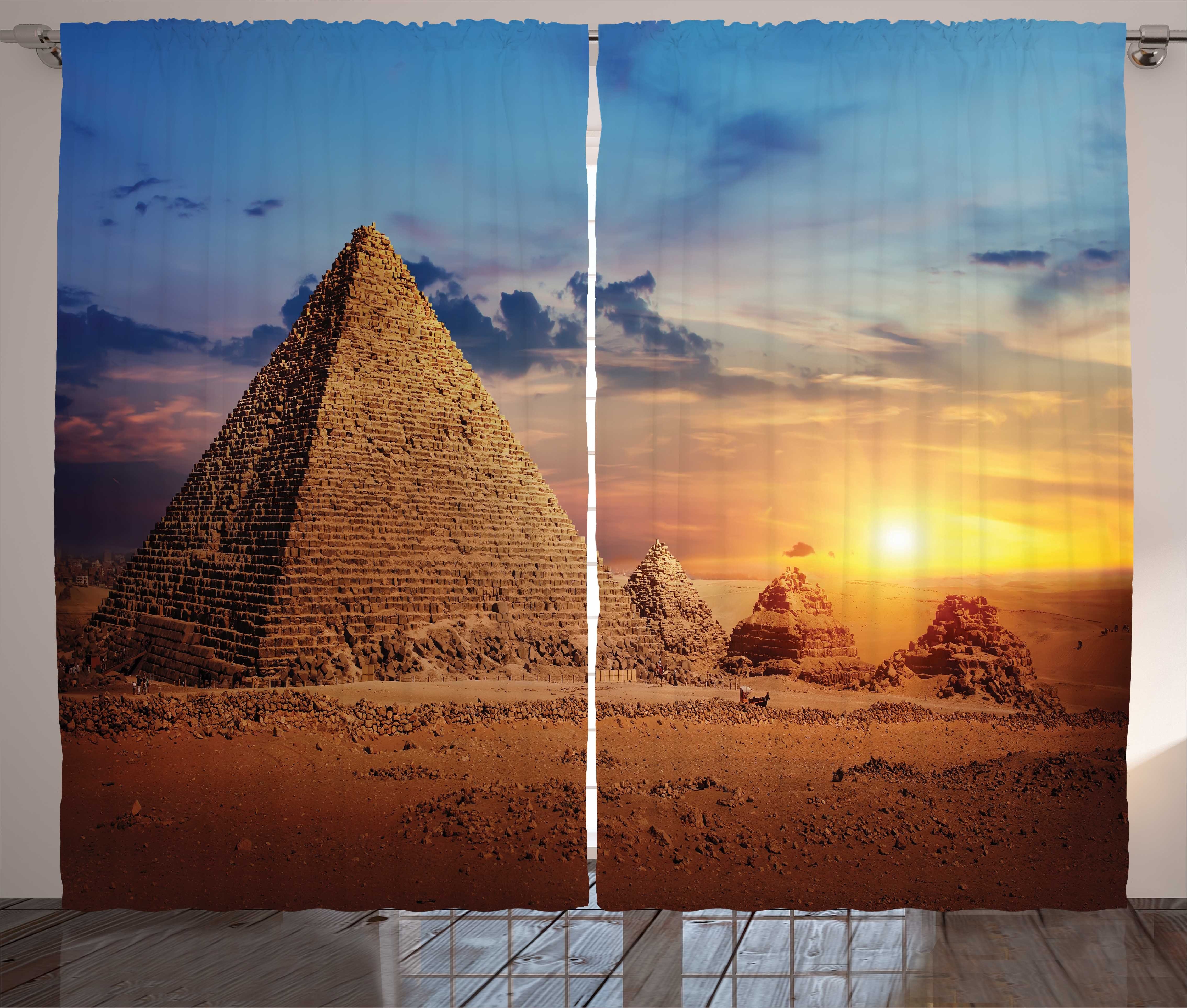 Gardine Schlafzimmer Kräuselband Wüste mit Dusk Vorhang Pyramiden Schlaufen und und Abakuhaus, Ägyptisch Haken