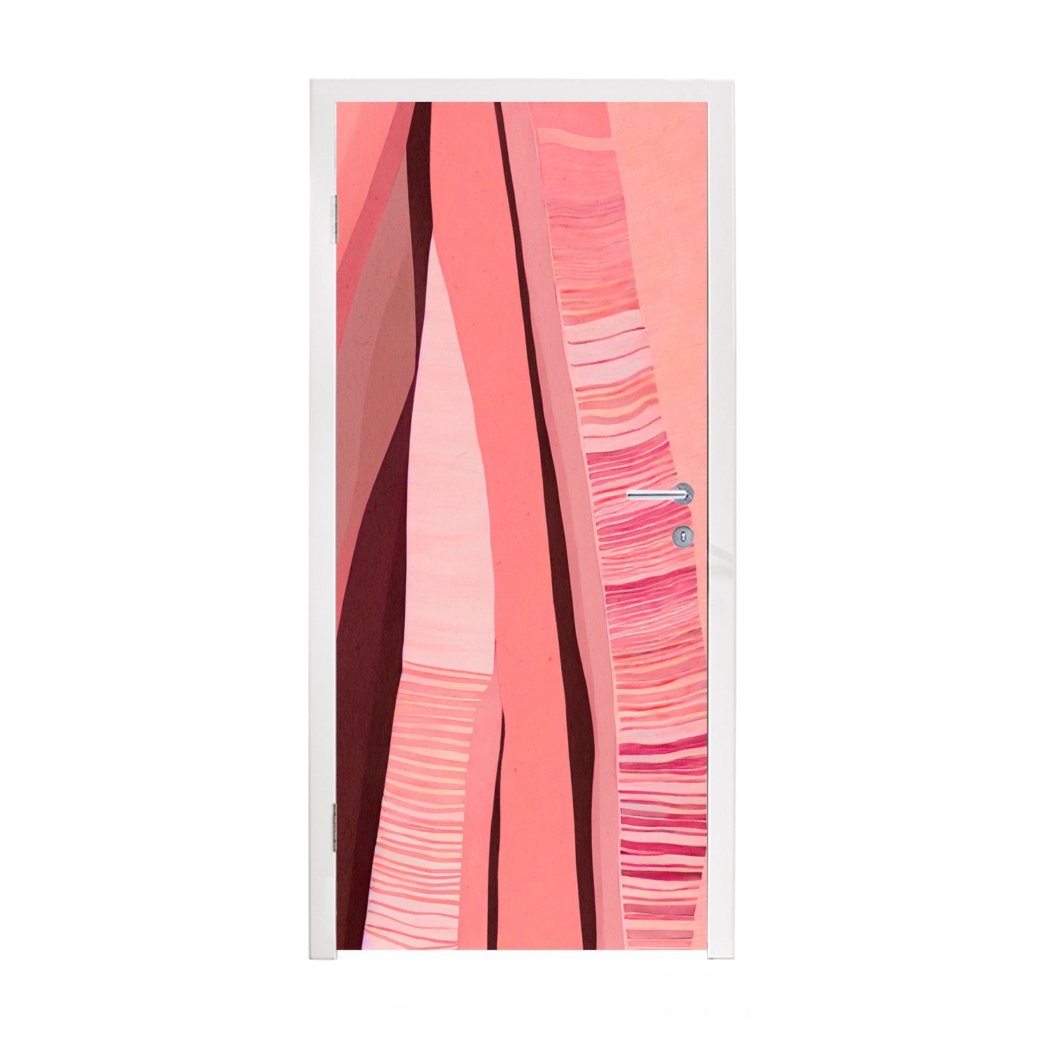 St), (1 - Matt, Pastell, MuchoWow Formen Abstrakt 75x205 cm - Türtapete für Fototapete Rosa Tür, bedruckt, - Türaufkleber,
