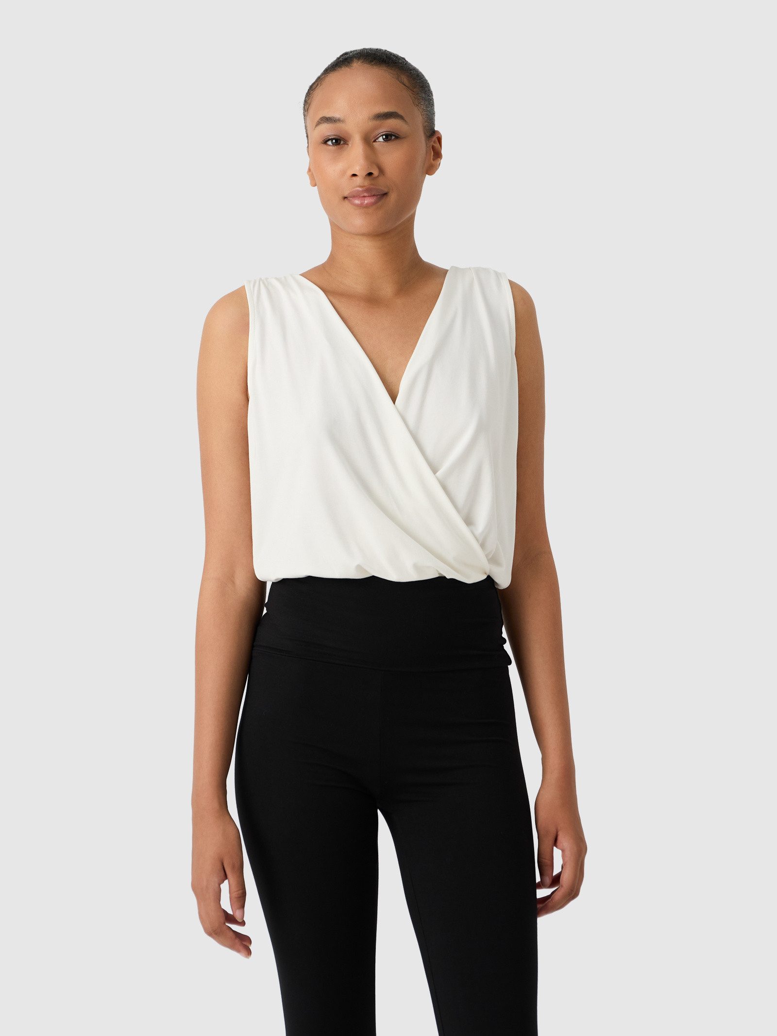 Les Lunes Kurzarmbody FRIDA Body Draped Wickeloptik, Bambusjersey, weich, Einteiler, elegant