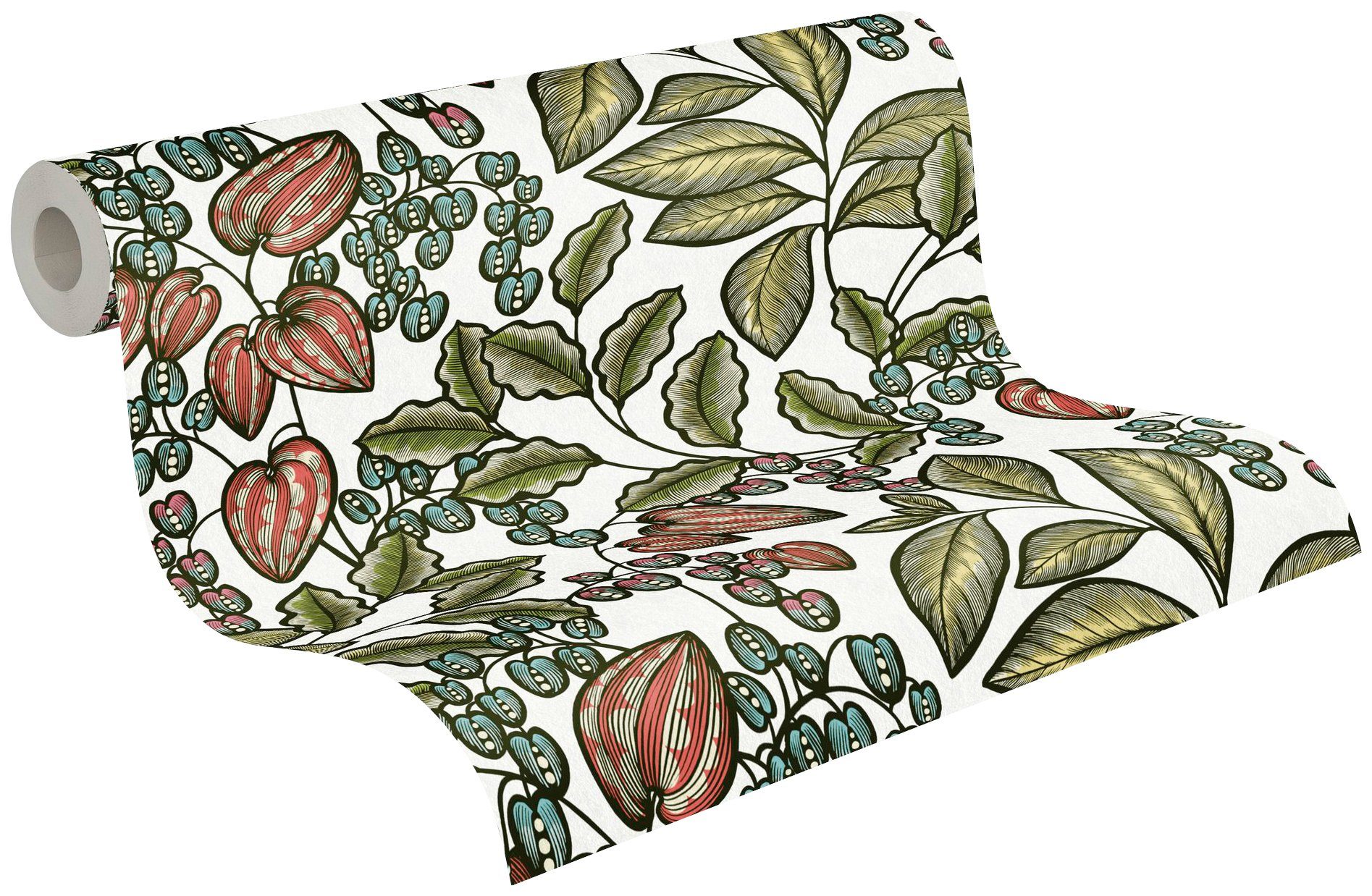 glatt, floral, botanisch, A.S. Vliestapete Tapete Blumen Impression, Création Paper bunt/grün/weiß Floral Architects