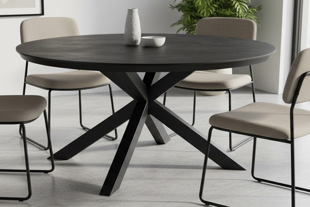 riess-ambiente Gartentisch GALAXY 120cm anthrazit – Keramik, Aluminium, rund, wetterfest (Einzelartikel, 1-St), In- & Outdoor-Tisch für 5 Personen – ideal für Garten & Terrasse