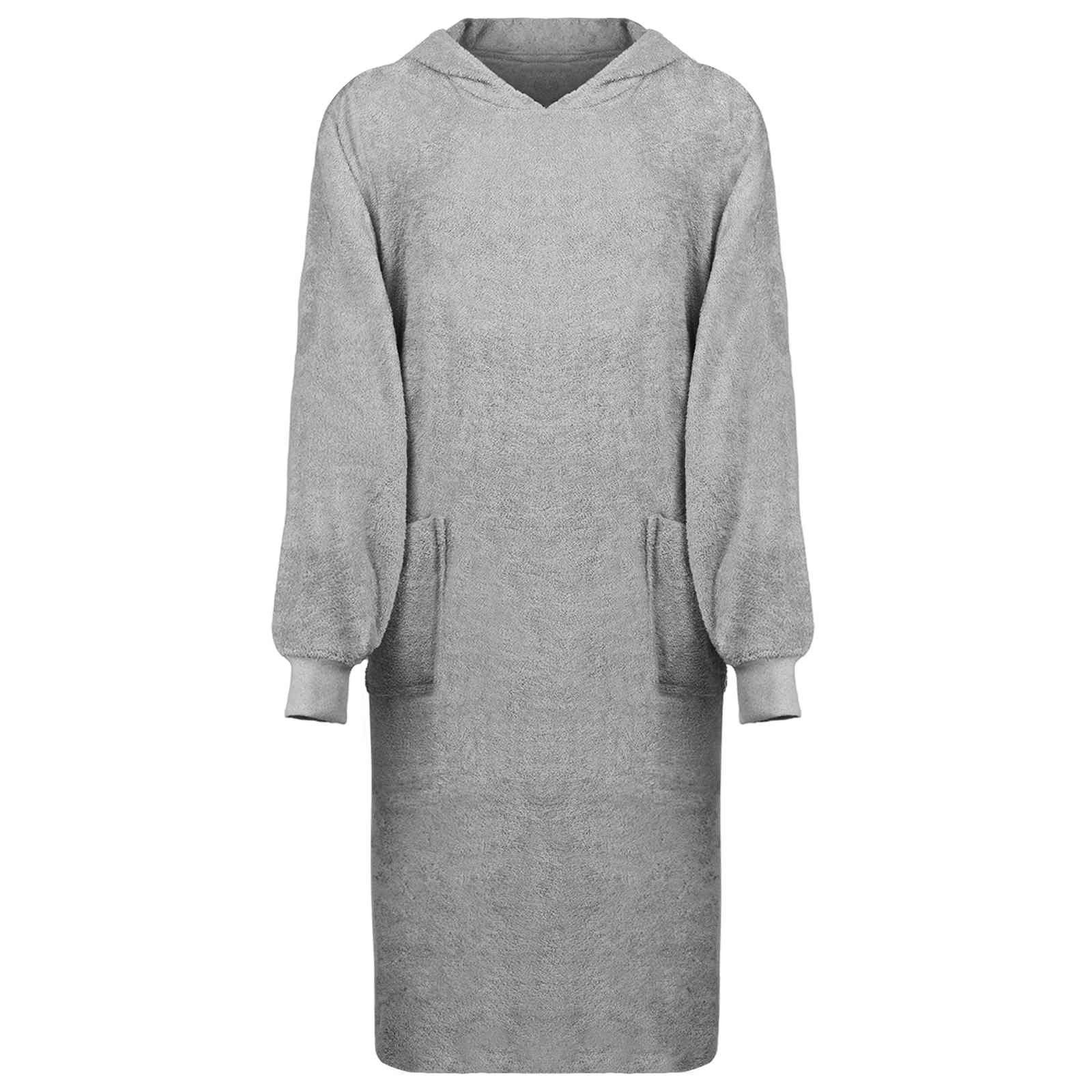 vidaXL Bademantel Decken-Hoodie KINN Grau XL Baumwolle, Baumwolle